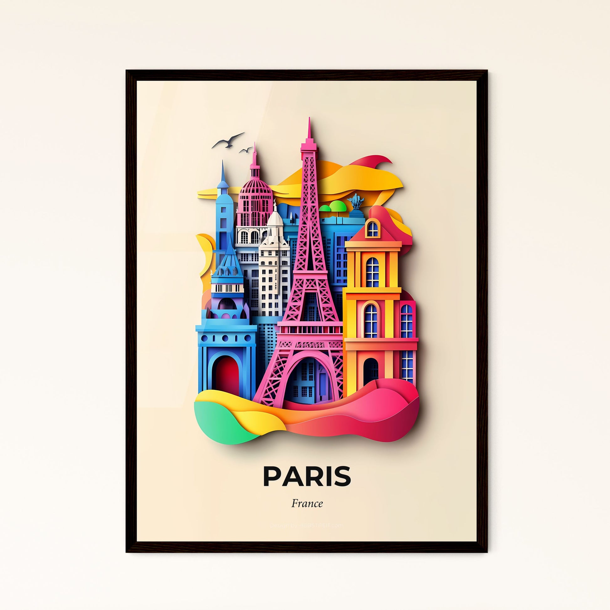 Vivid Paris, France - a colorful city with a bird flying over it