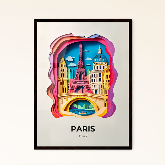 Vivid Paris, France - a paper cut of a city with a bus