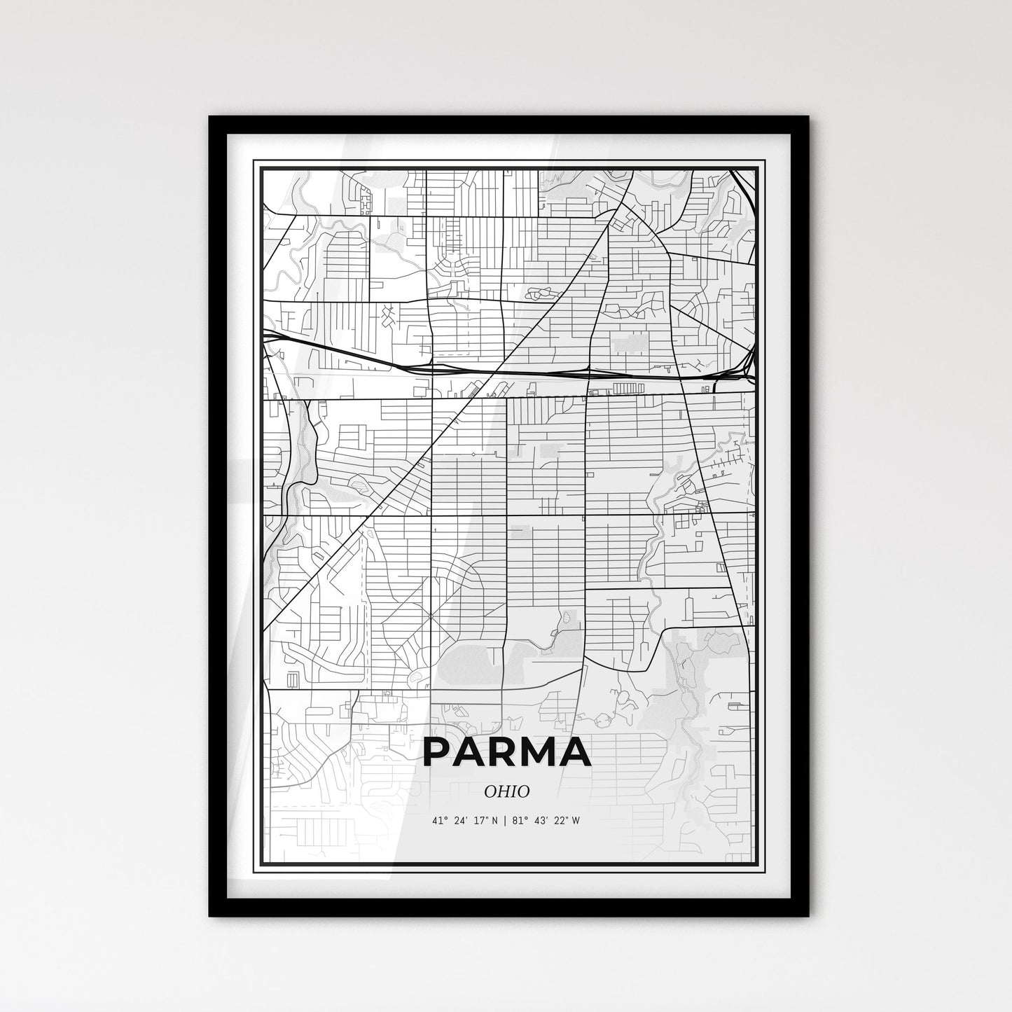 Parma Ohio - Scandinavian Style City Map for Modern Home Decor