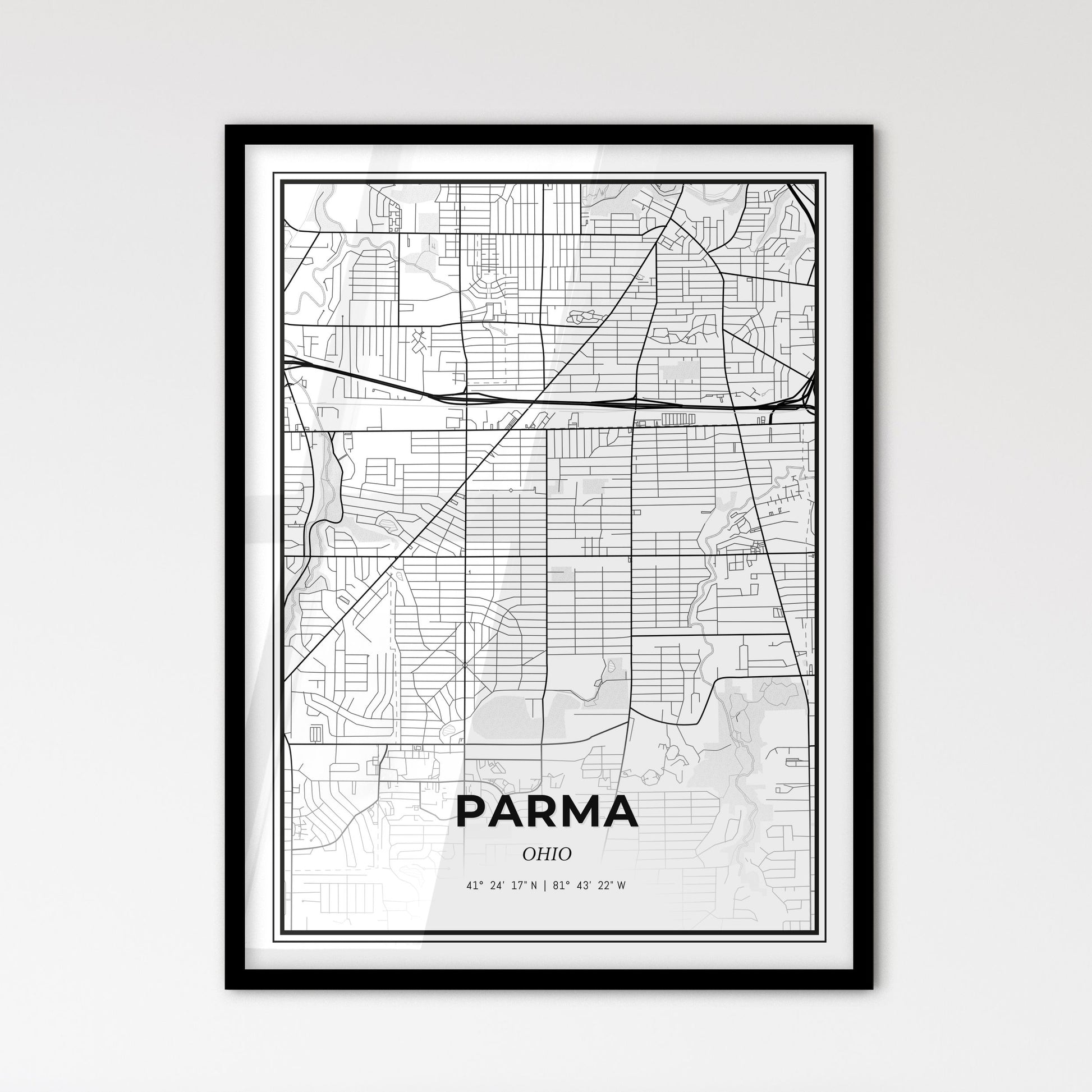 Parma Ohio - Scandinavian Style City Map for Modern Home Decor