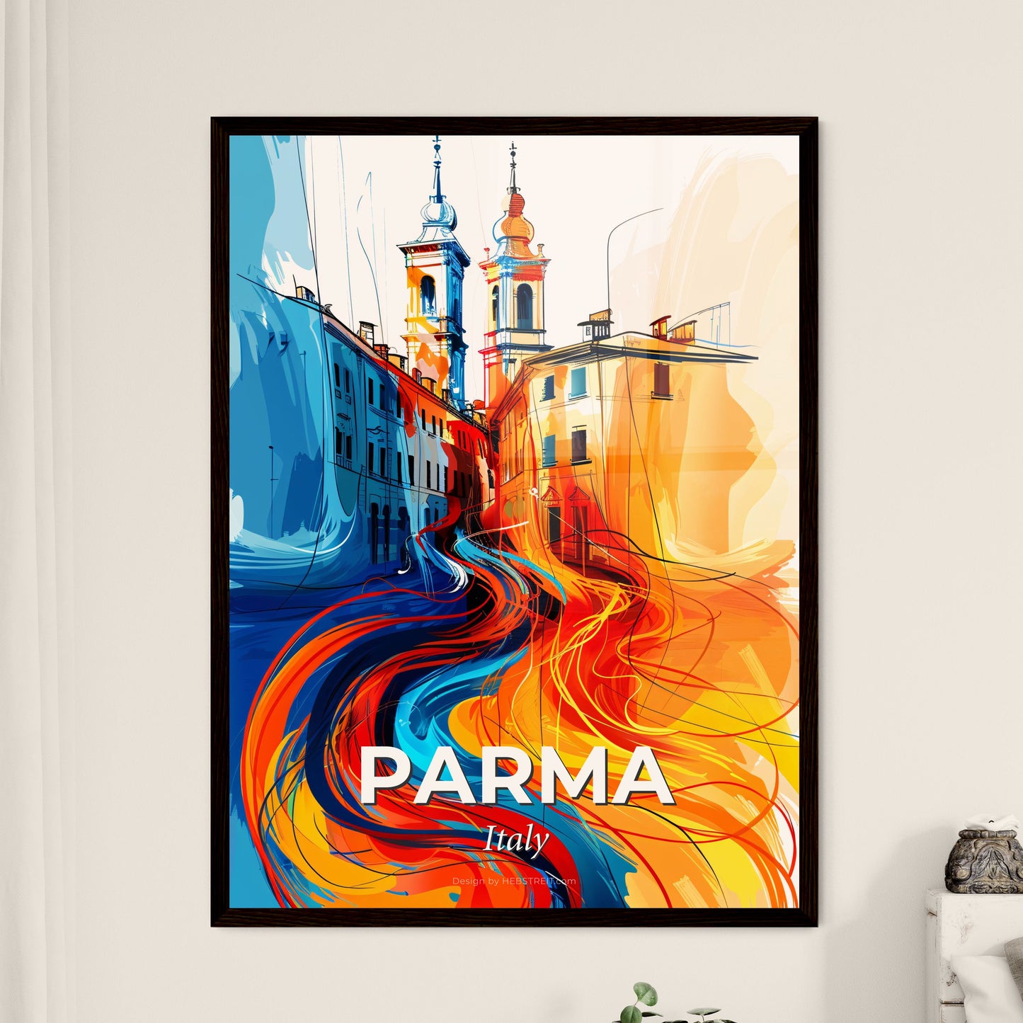 Vibrant Parma , Italy - A Colorful Painting Of Buildings