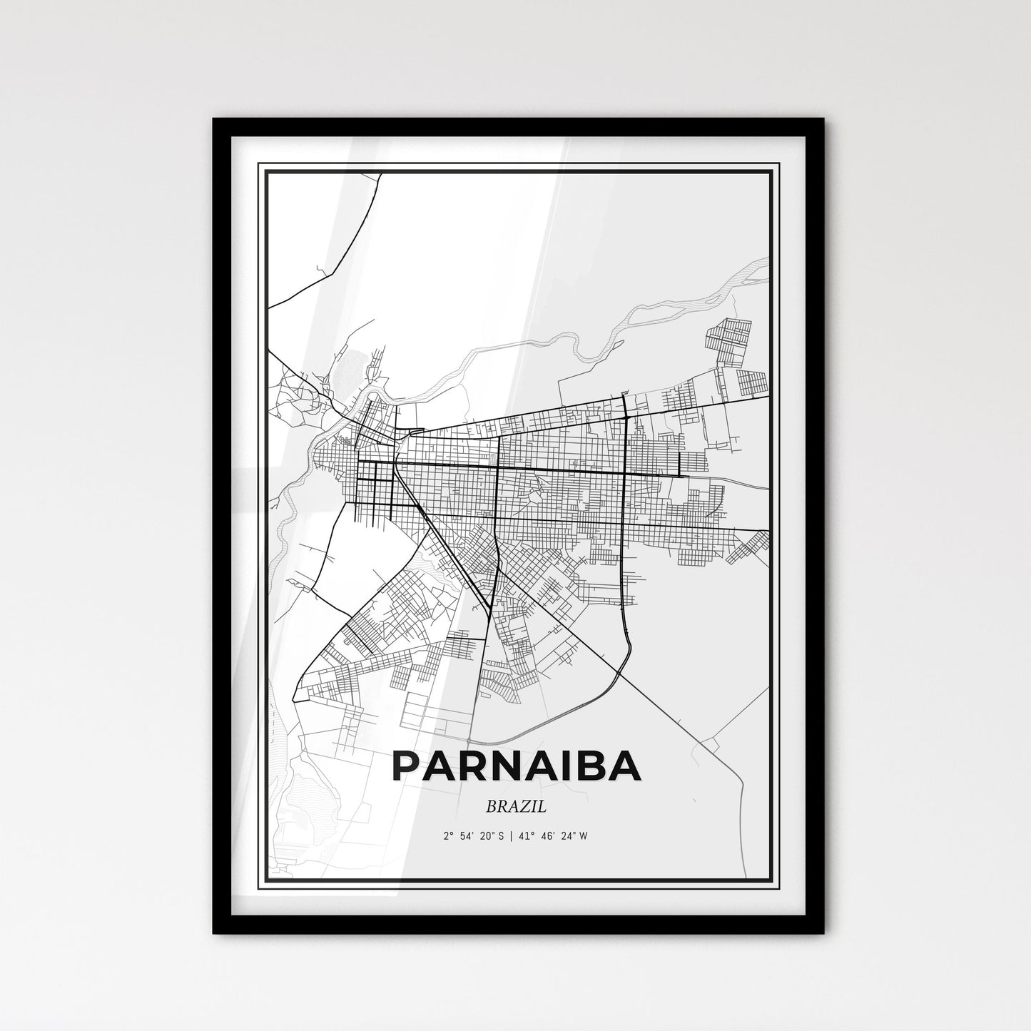 Parnaiba Brazil - Scandinavian Style City Map for Modern Home Decor