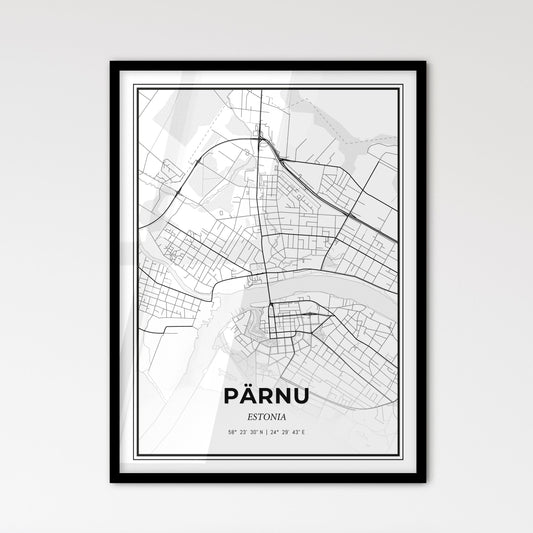 Pärnu Estonia - Scandinavian Style City Map for Modern Home Decor