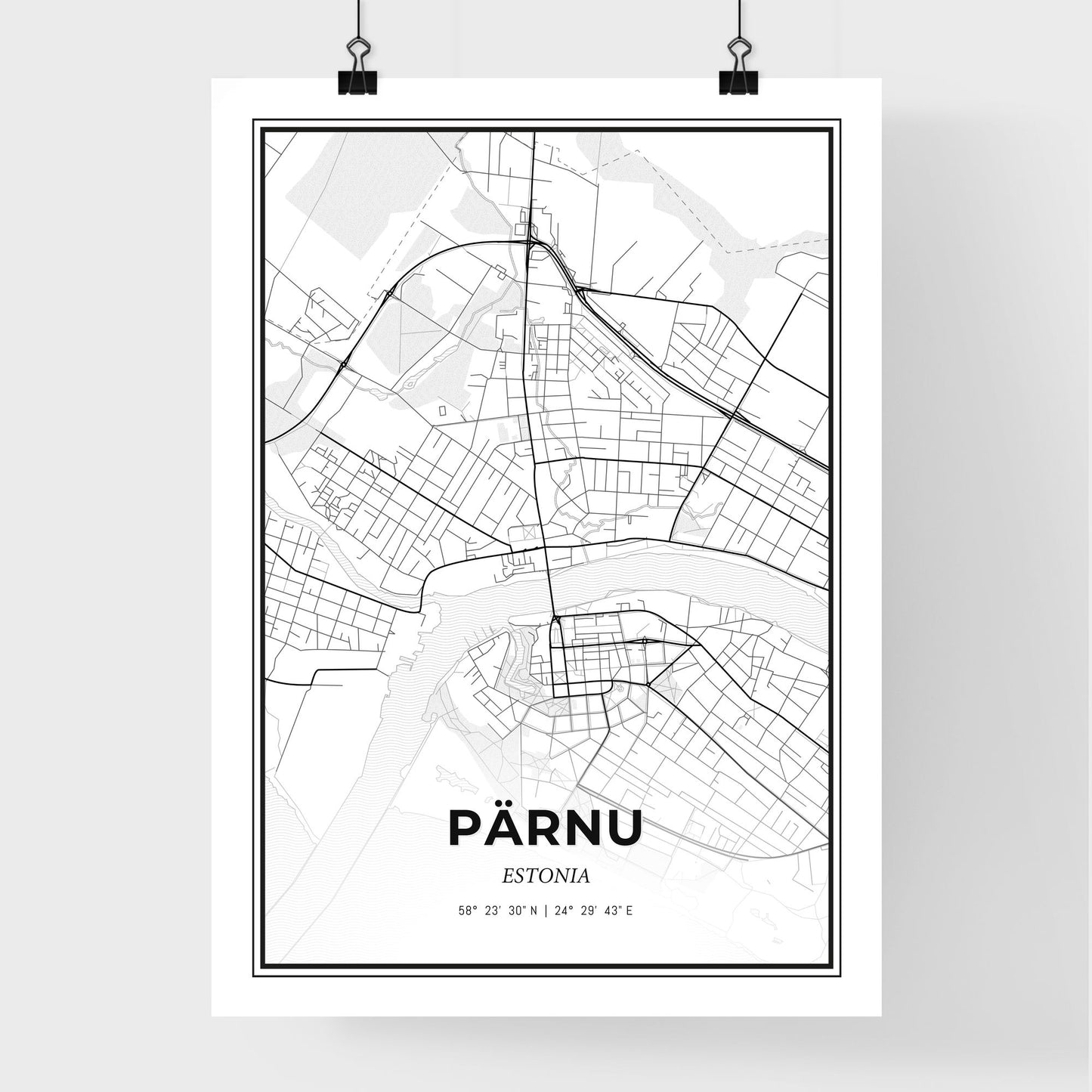 Pärnu Estonia - Premium City Map Poster