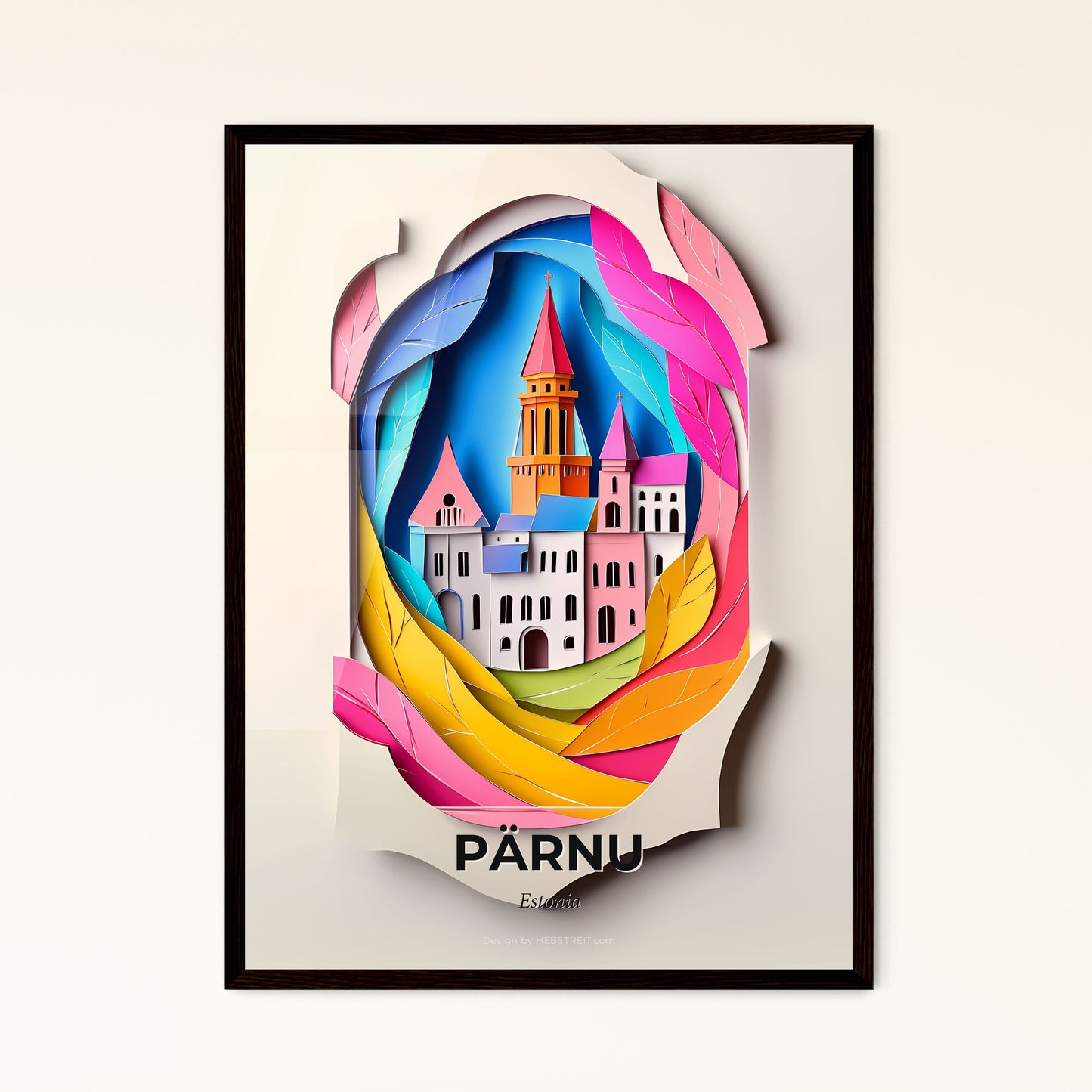 Vivid Pärnu, Estonia - a paper cut of a castle with a tree