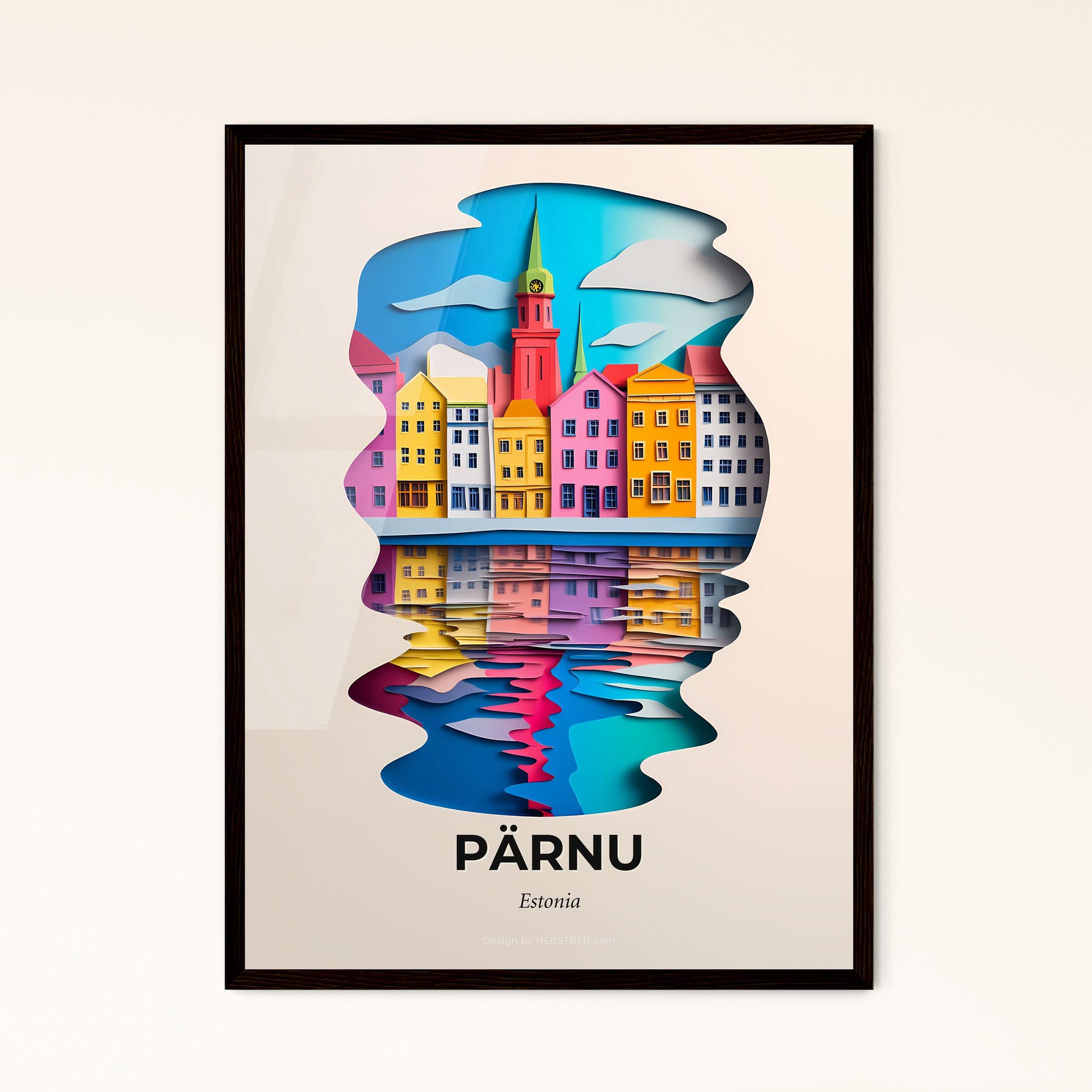 Vivid Pärnu, Estonia - a paper cut of a city with a clock tower