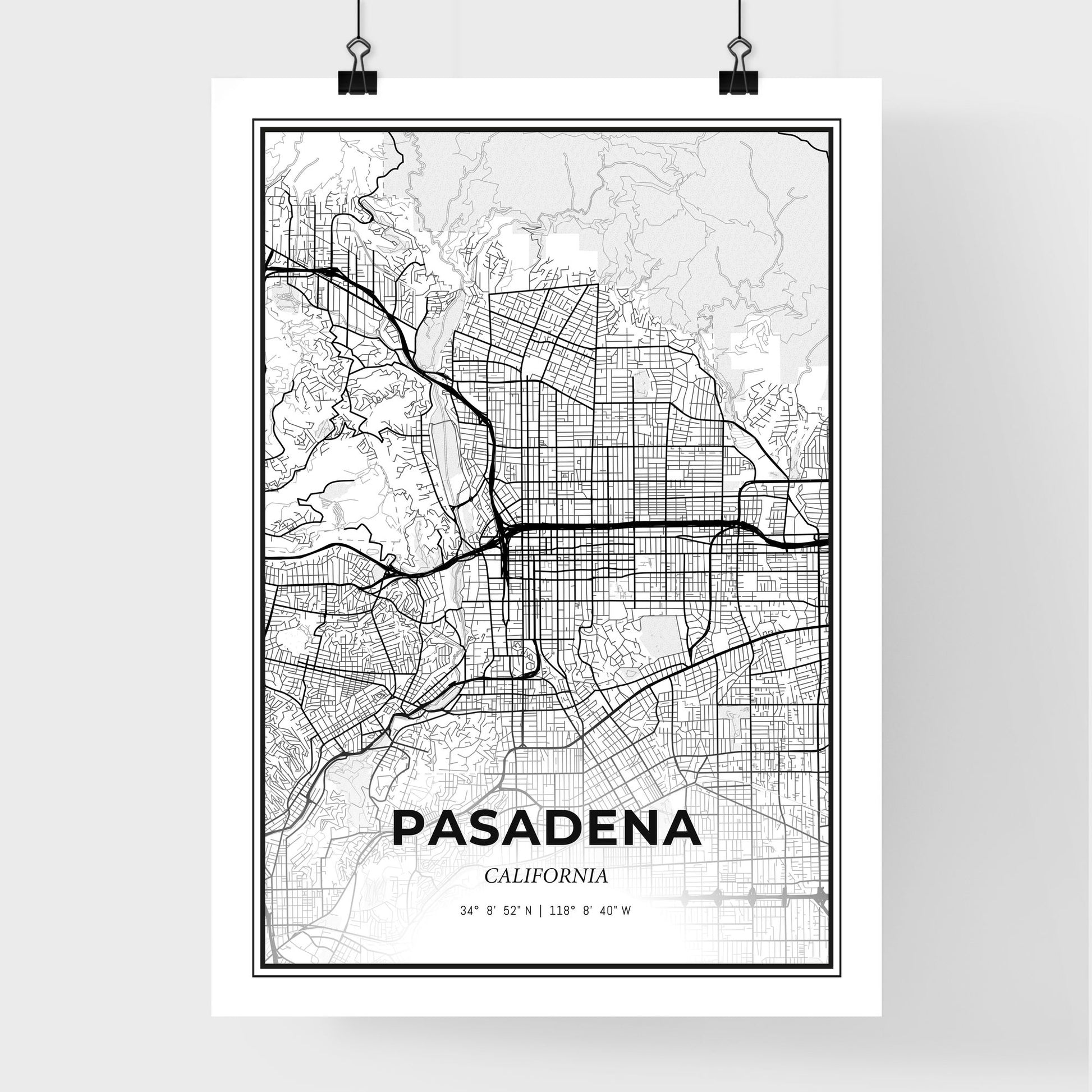 Pasadena California - Premium City Map Poster