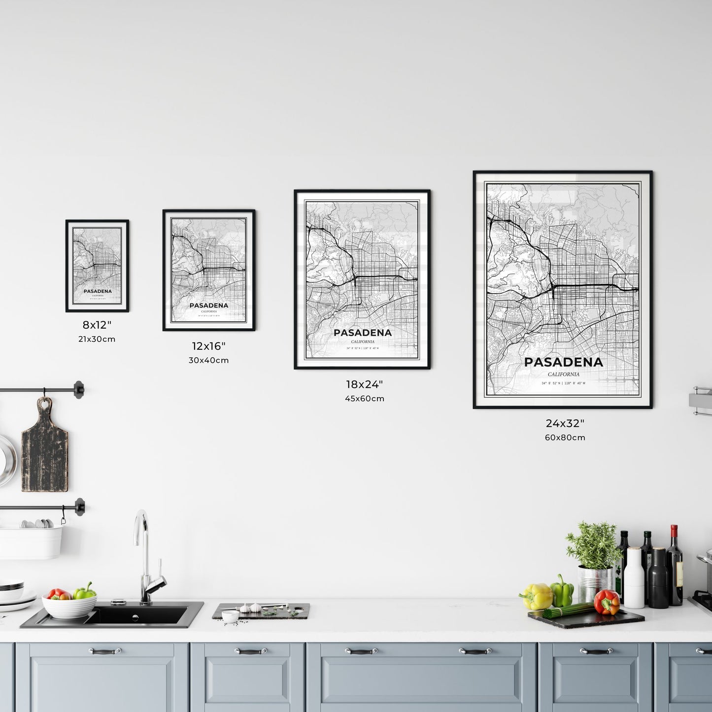 Pasadena California - Customizable Modern City Map