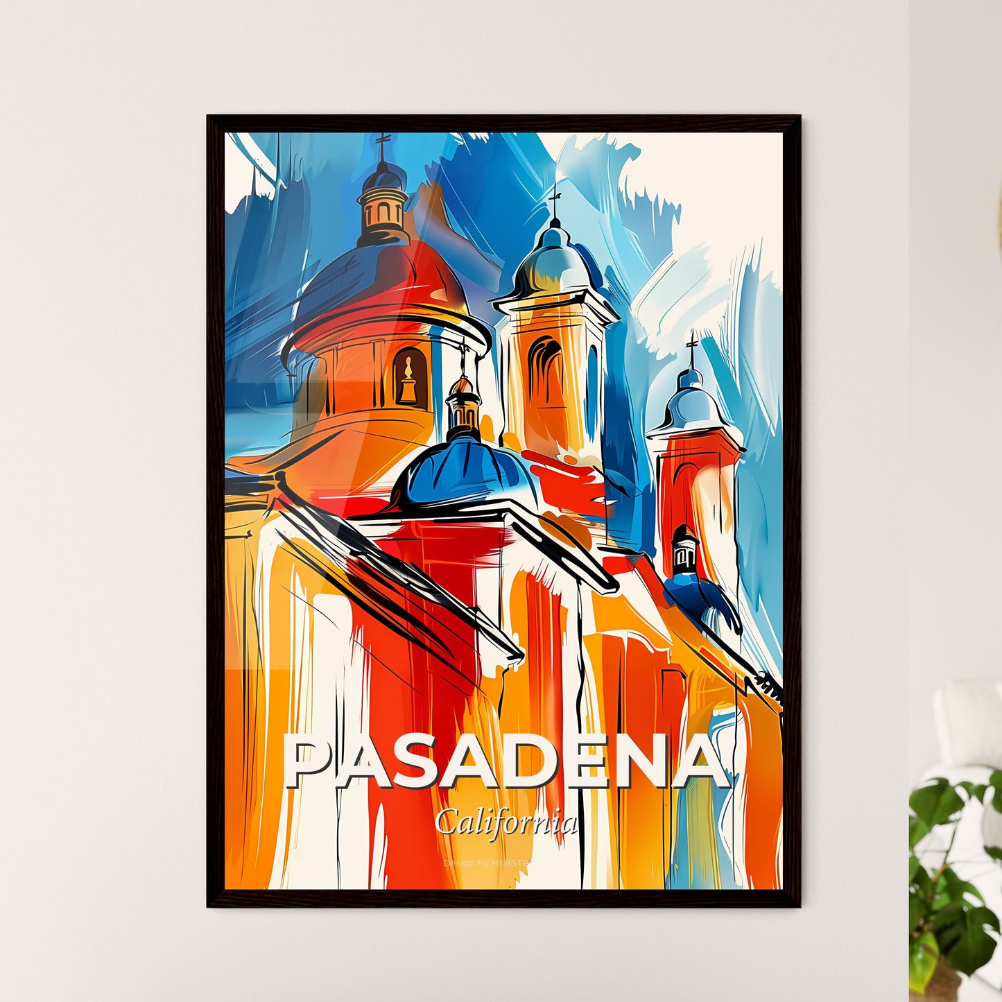 Vibrant Pasadena, California - A Painting Of A Building With Domes