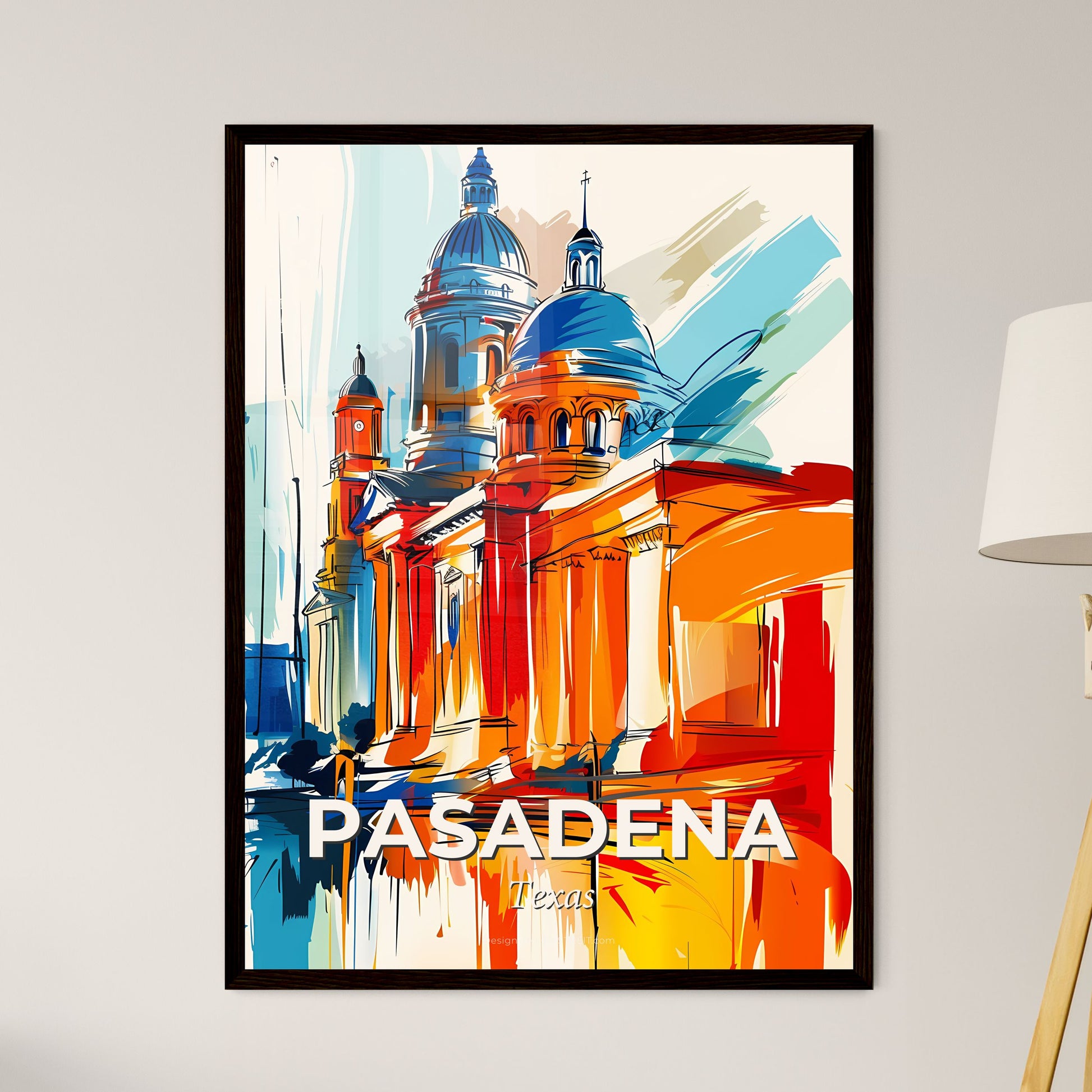 Vibrant Pasadena, Texas - A Colorful Drawing Of A Building