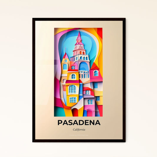 Vivid Pasadena, California - a painting of a city with a clock tower