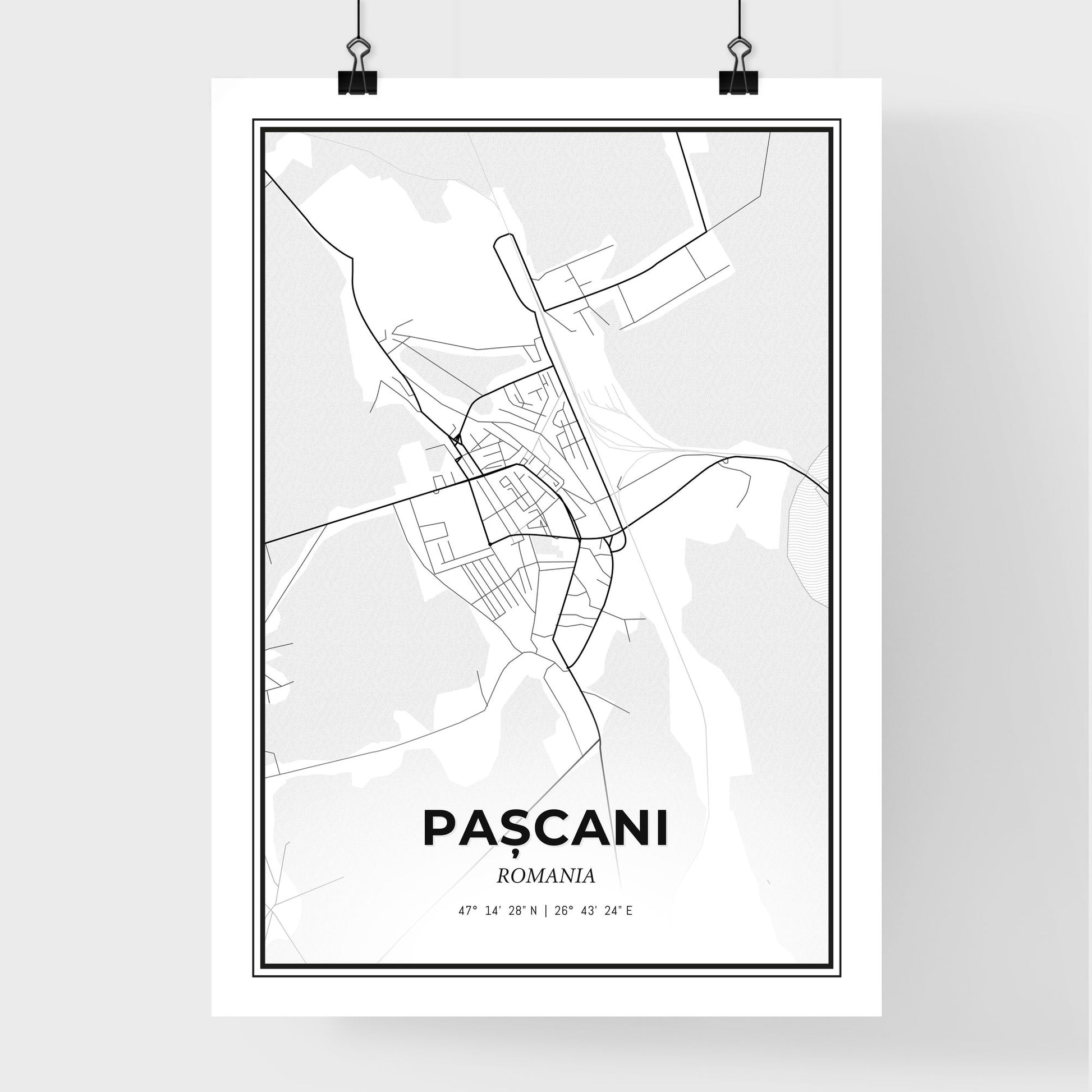 Pașcani Romania - Premium City Map Poster