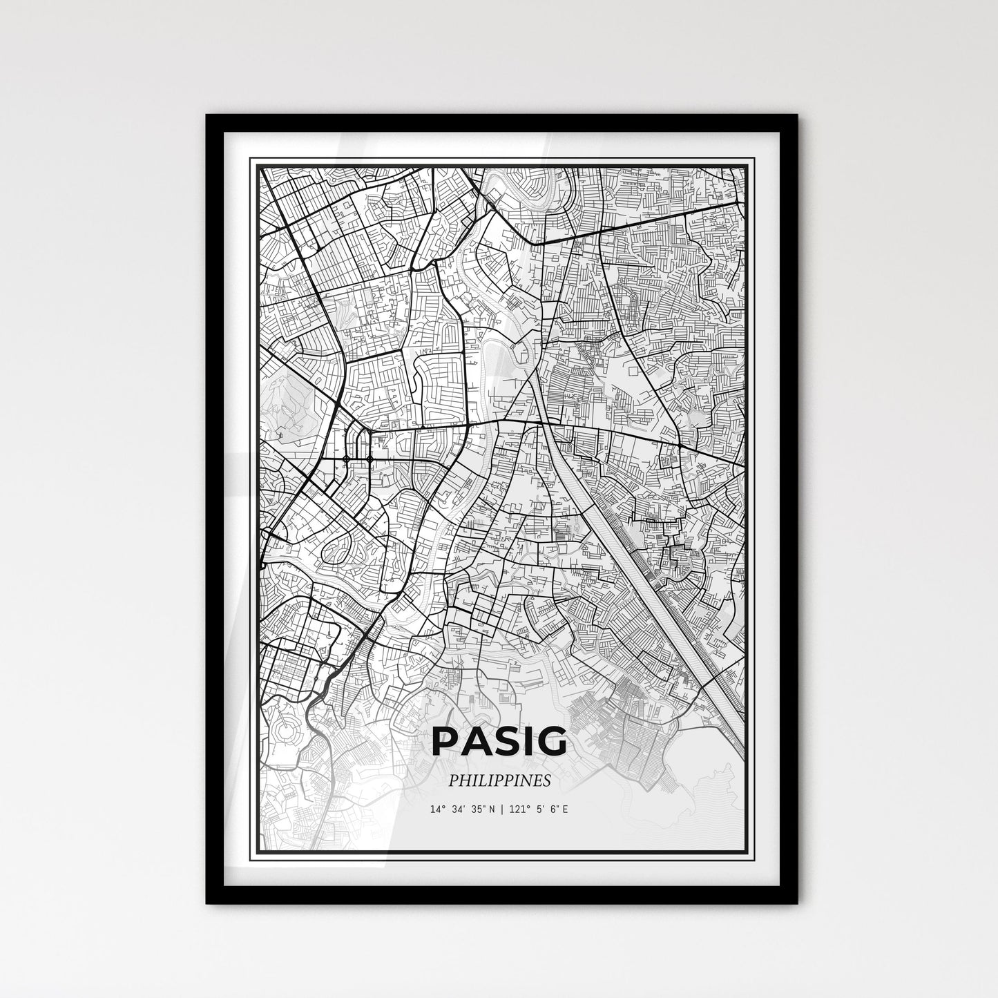 Pasig Philippines - Scandinavian Style City Map for Modern Home Decor