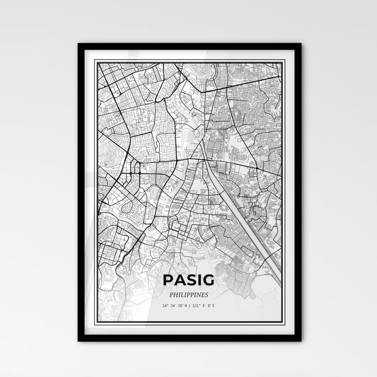 Pasig Philippines - Scandinavian Style City Map for Modern Home Decor