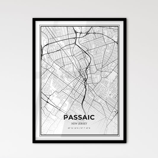 Passaic New Jersey - Scandinavian Style City Map for Modern Home Decor