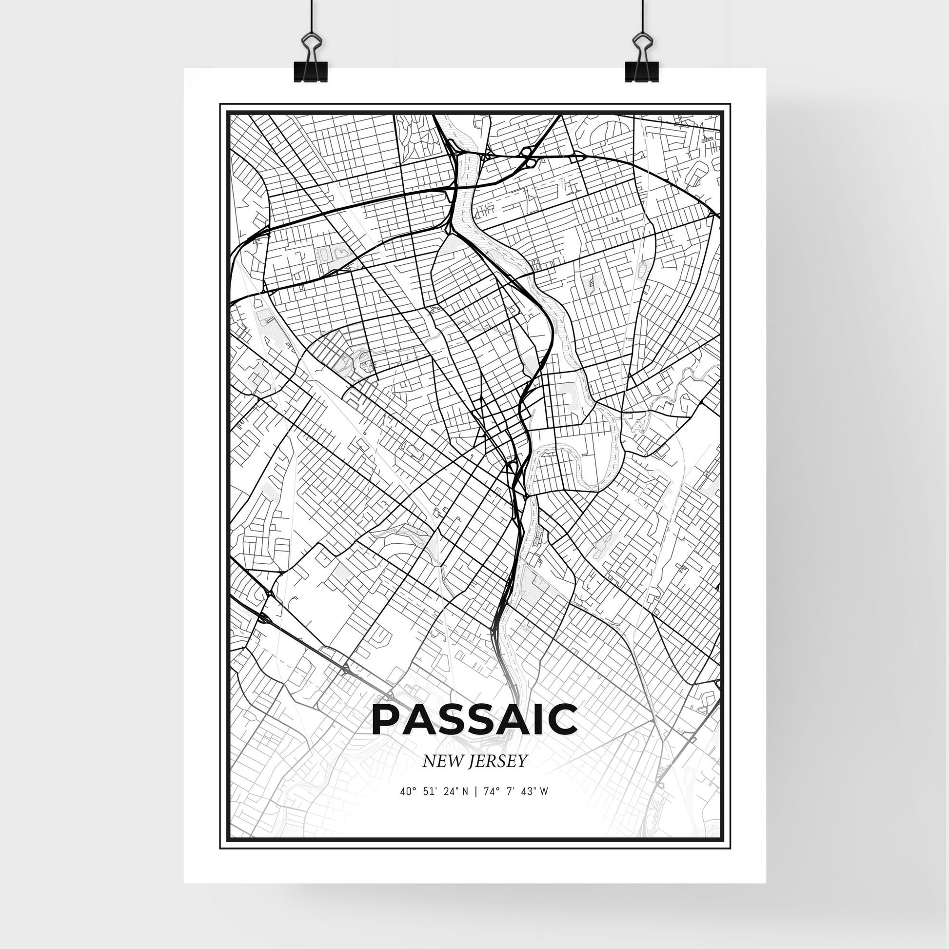 Passaic New Jersey - Premium City Map Poster