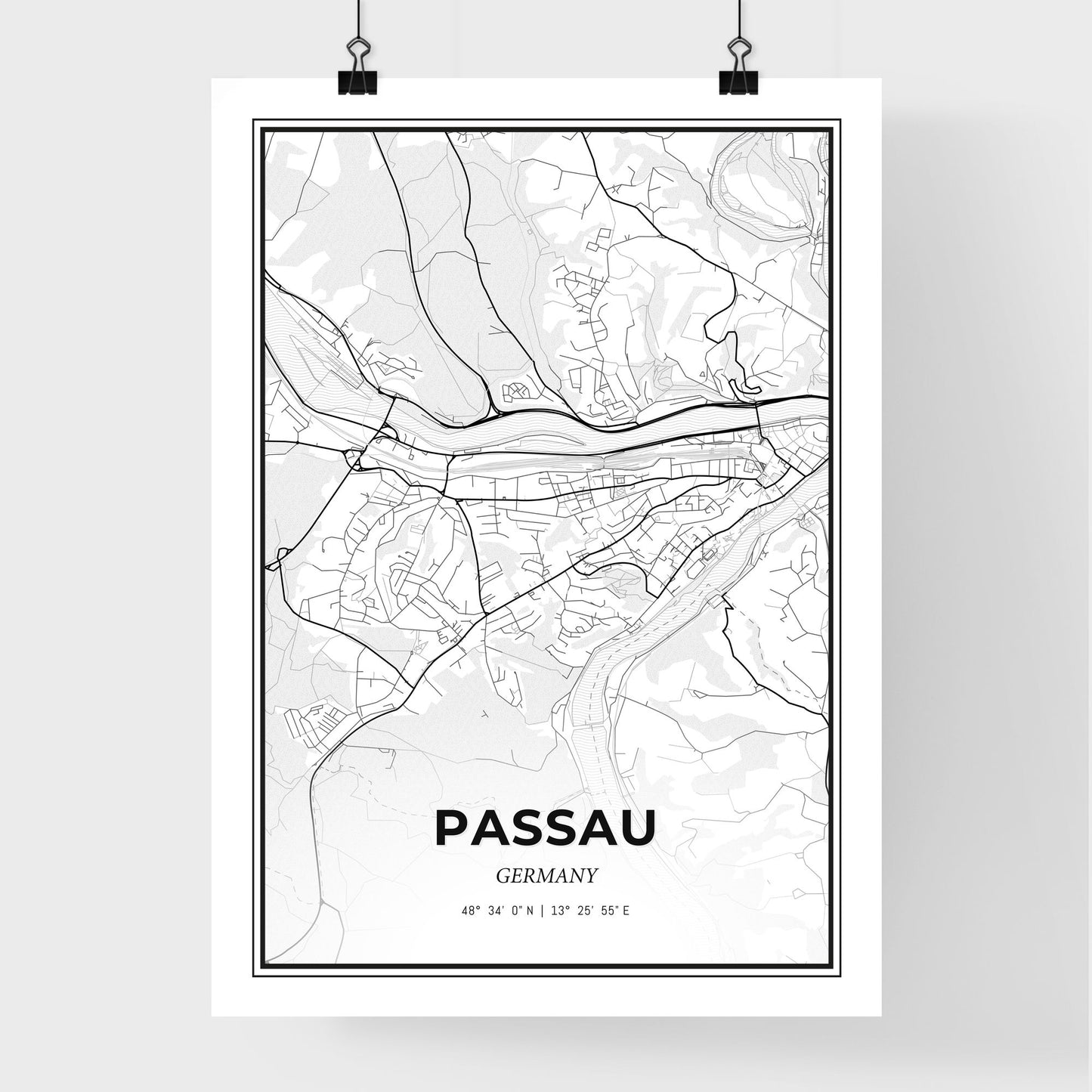 Passau Germany - Premium City Map Poster