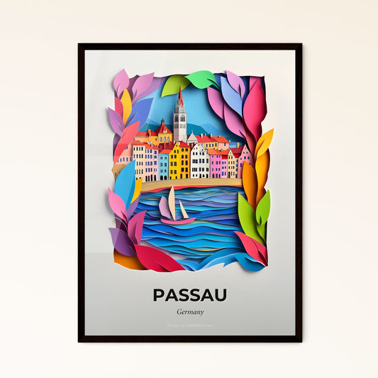 Vivid Passau, Germany - a paper cut of a city with a sailboat