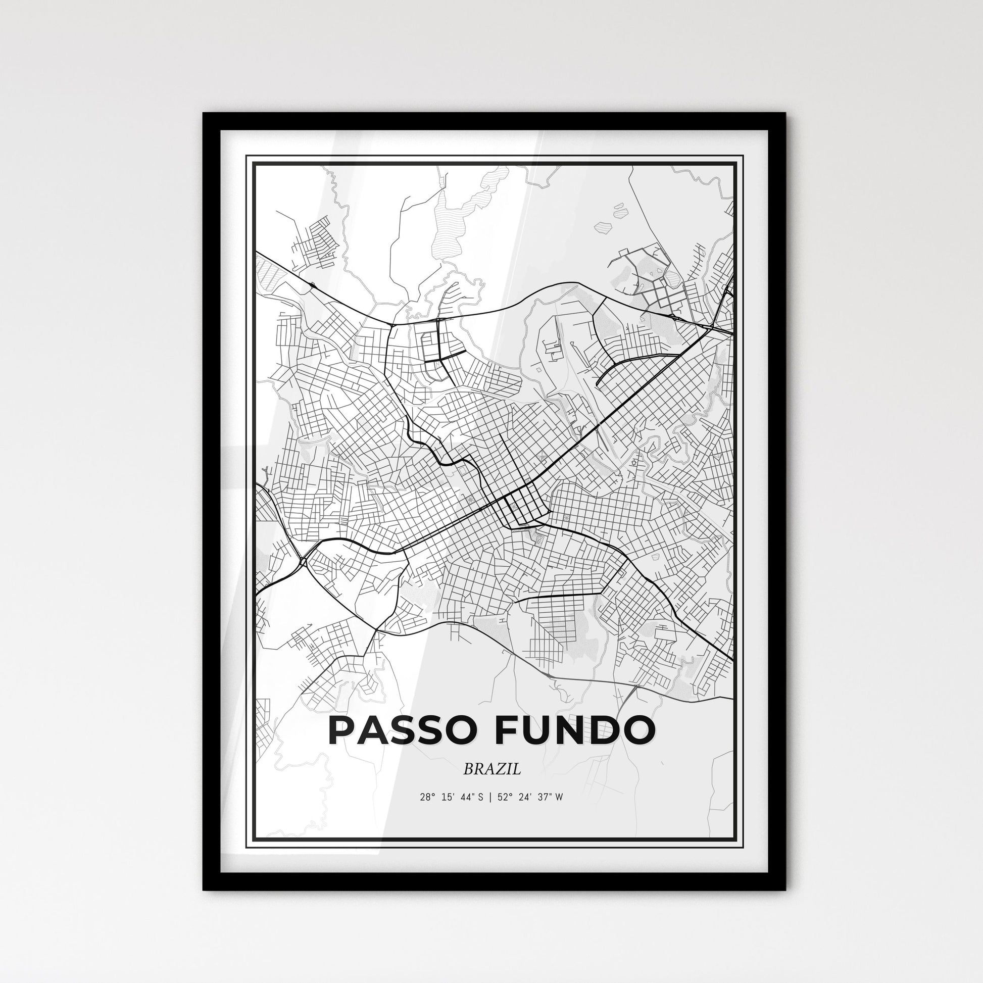 Passo Fundo Brazil - Scandinavian Style City Map for Modern Home Decor