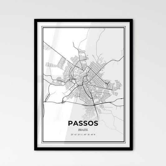 Passos Brazil - Scandinavian Style City Map for Modern Home Decor