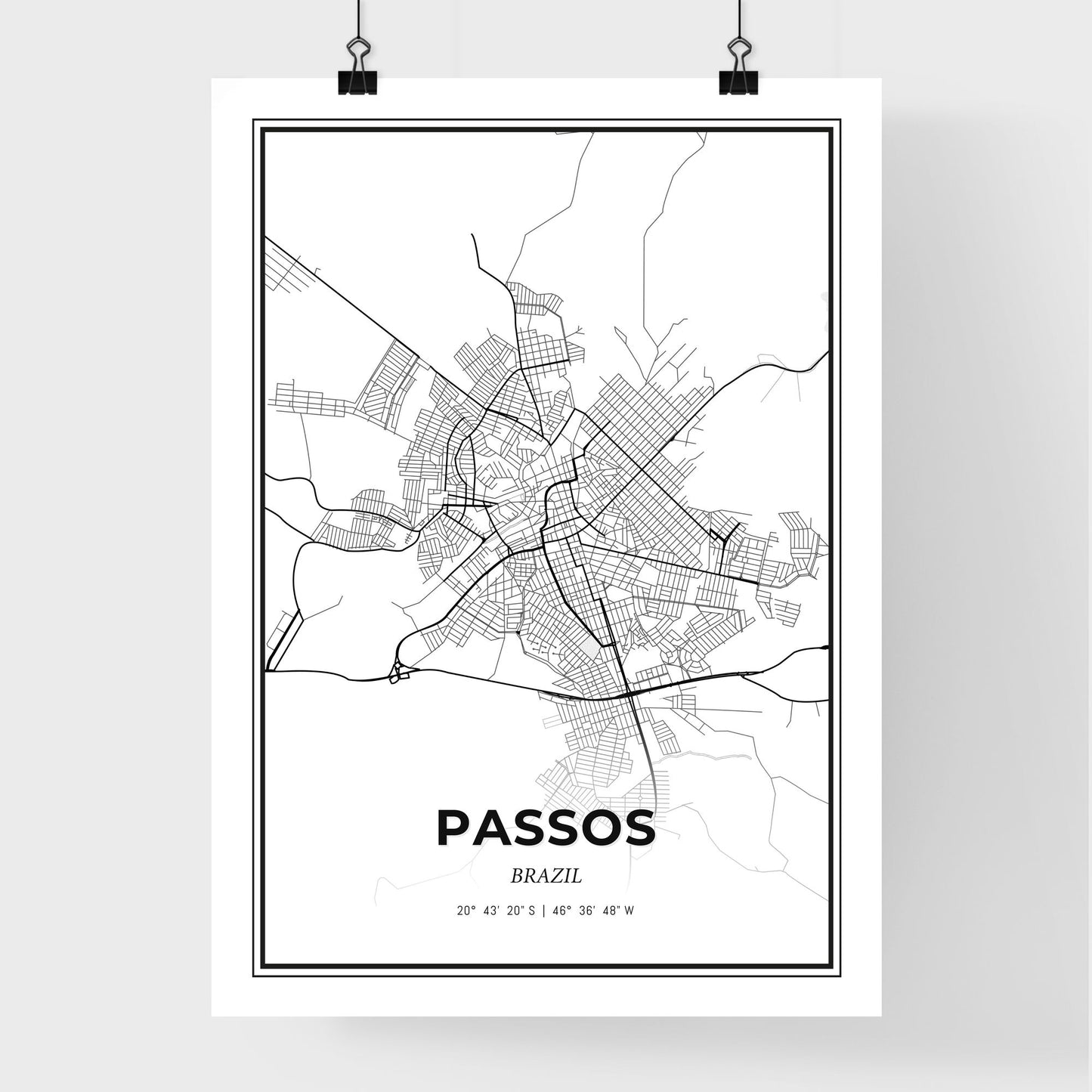 Passos Brazil - Premium City Map Poster