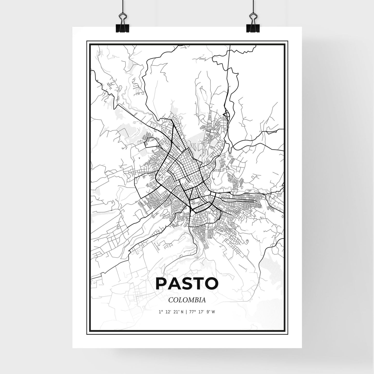 Pasto Colombia - Premium City Map Poster