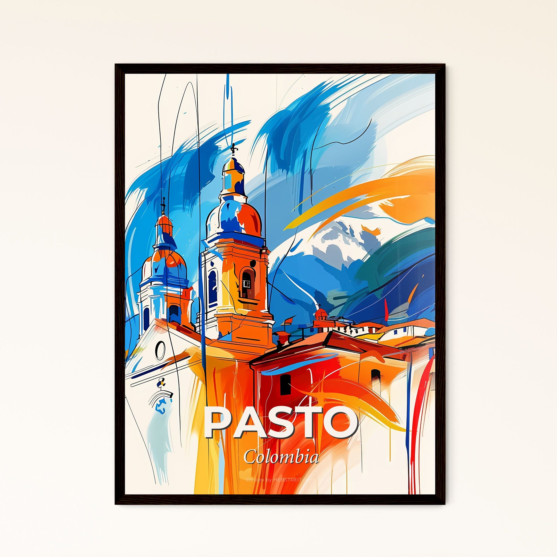 Vibrant Pasto, Colombia - A Painting Of A Building With A Colorful Background