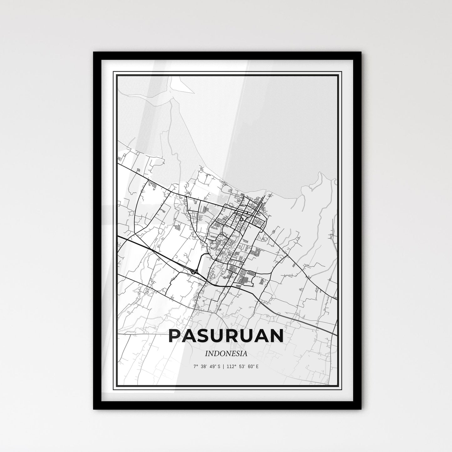 Pasuruan Indonesia - Scandinavian Style City Map for Modern Home Decor