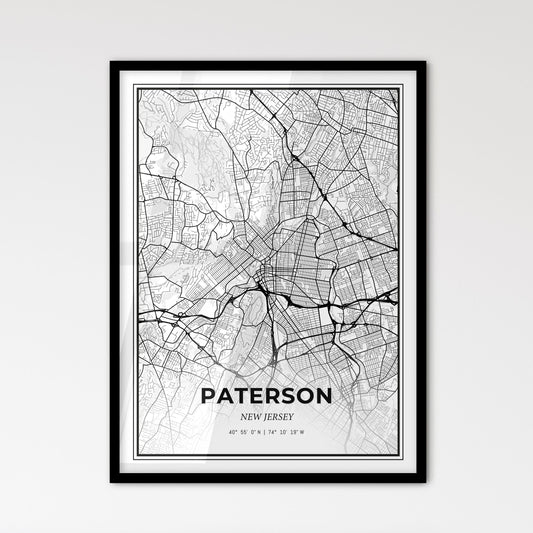 Paterson New Jersey - Scandinavian Style City Map for Modern Home Decor