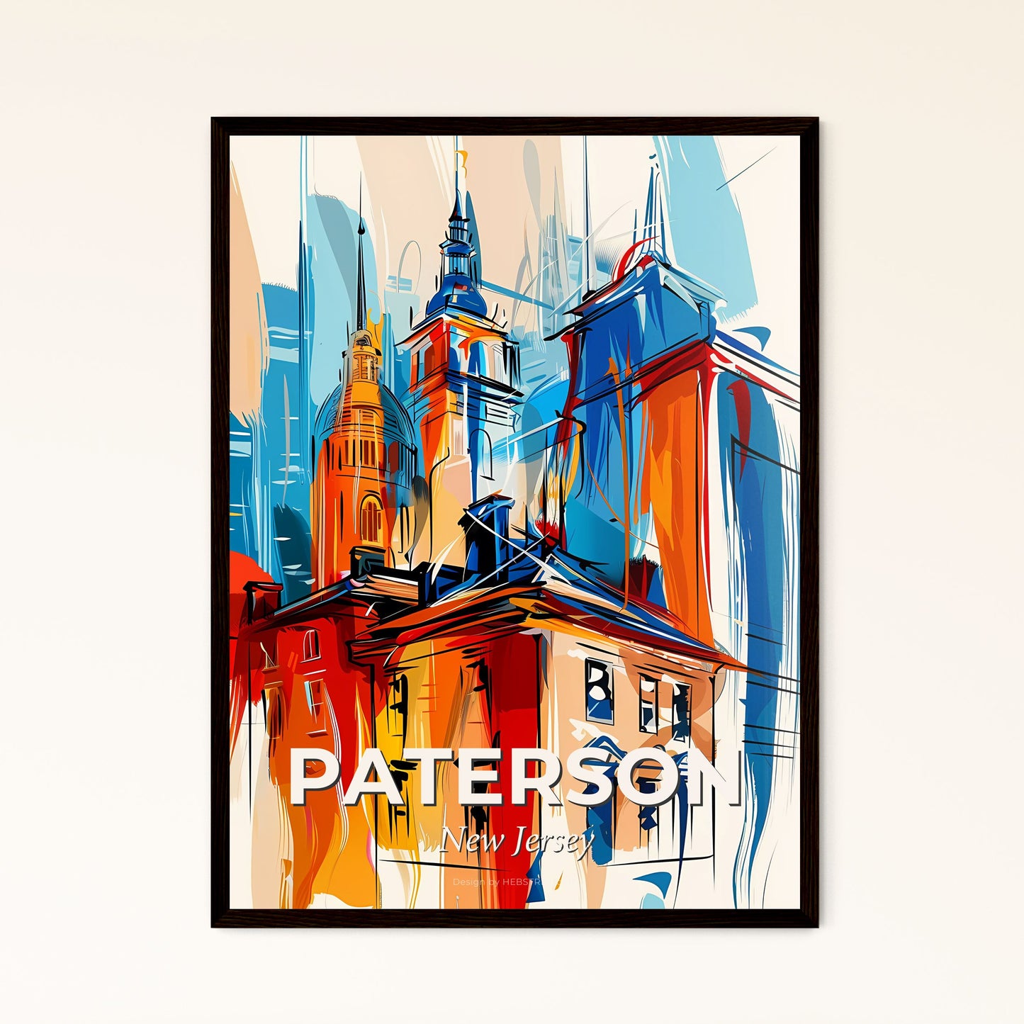 Vibrant Paterson, New Jersey - A Colorful Drawing Of Buildings