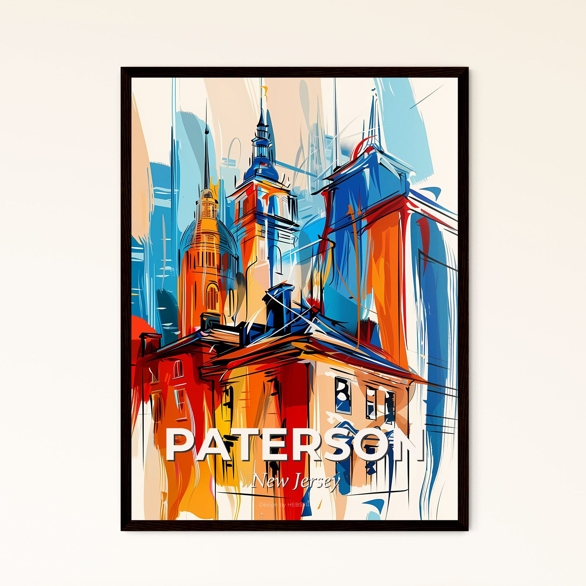 Vibrant Paterson, New Jersey - A Colorful Drawing Of Buildings