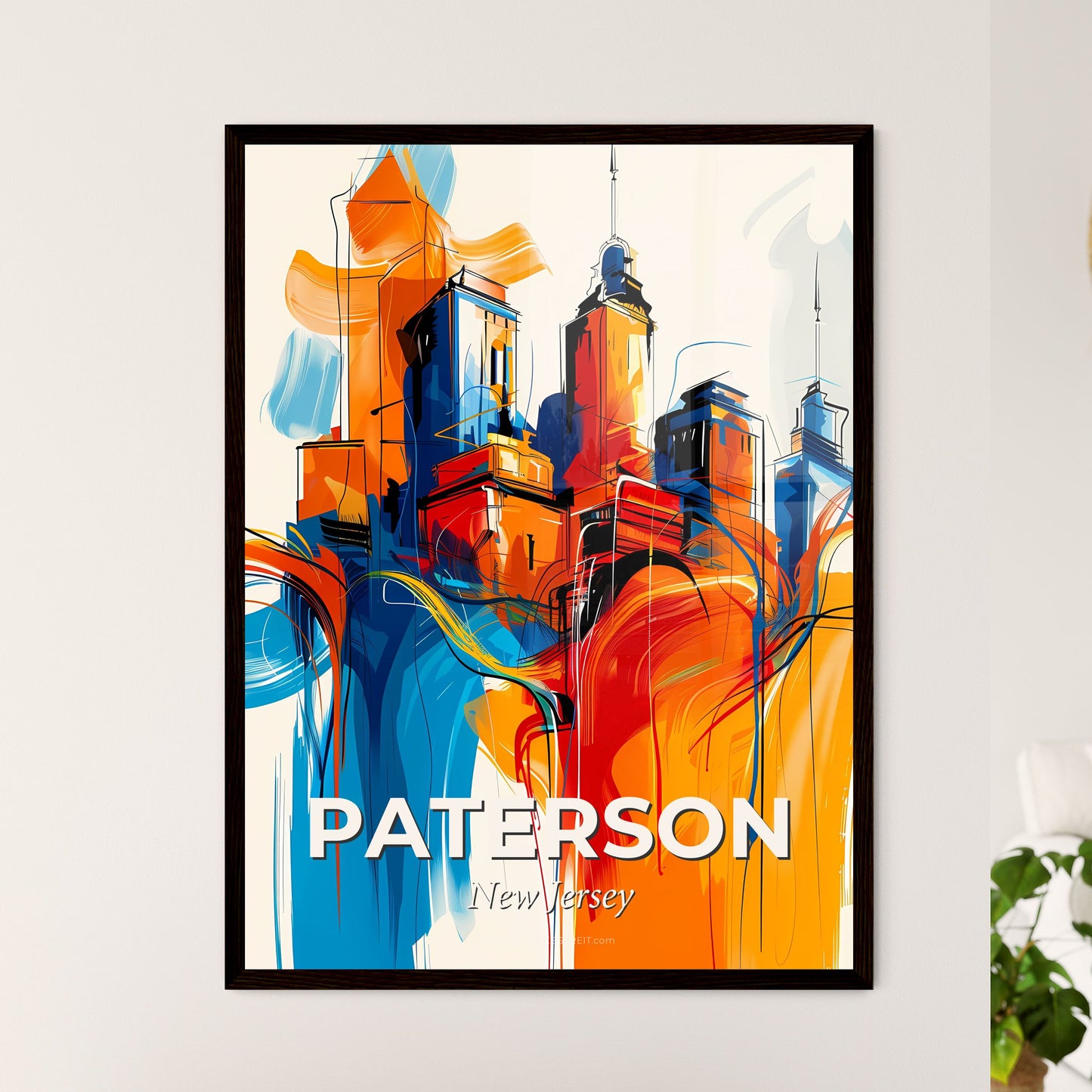 Vibrant Paterson, New Jersey - A Colorful Cityscape With Towers And A Tower