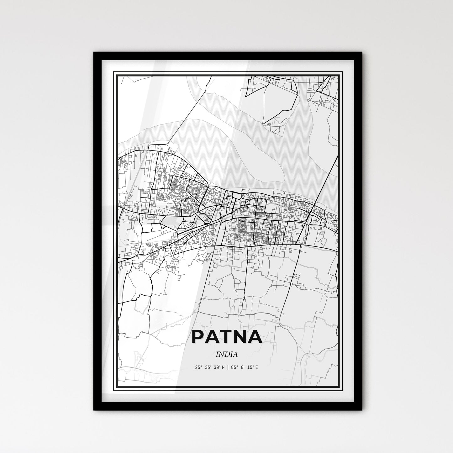 Patna India - Scandinavian Style City Map for Modern Home Decor