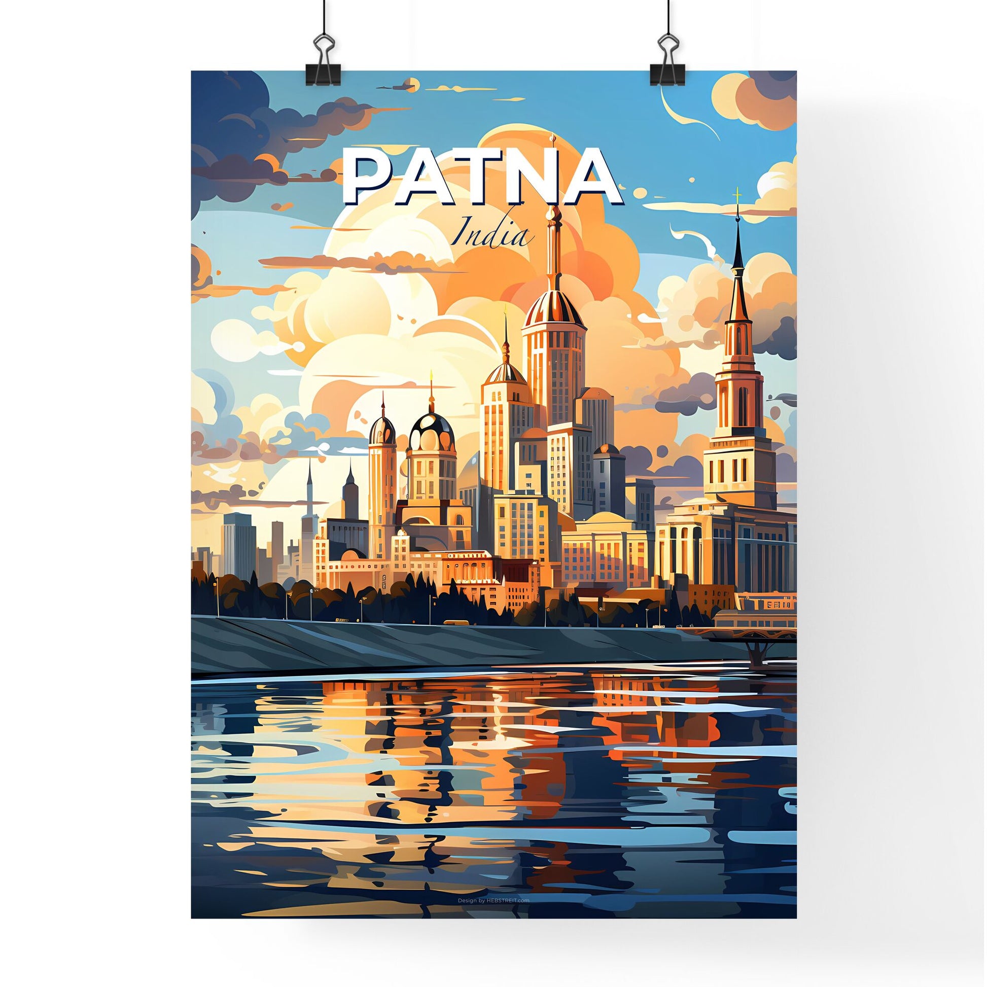 Vibrant Patna Skyline Painting: Willemstad Overlooking Towers and River Default Title