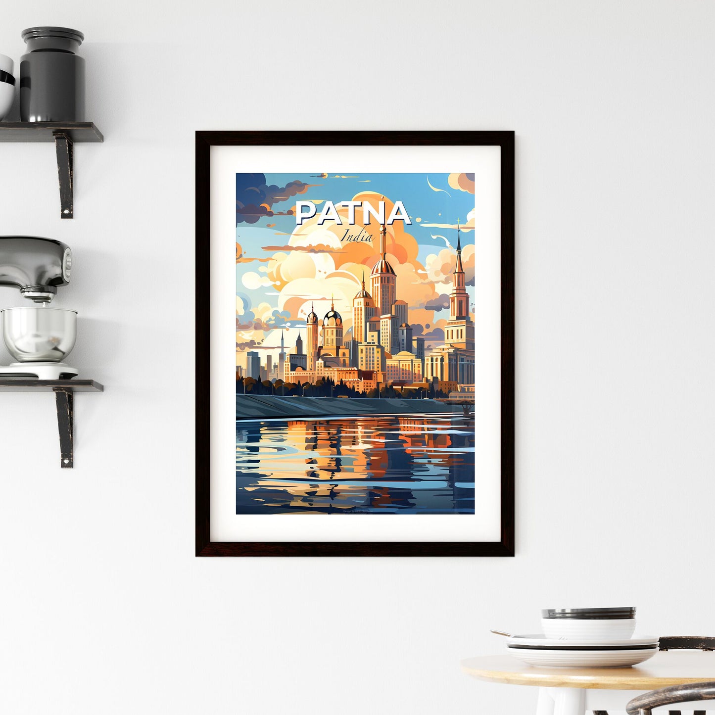 Vibrant Patna Skyline Painting: Willemstad Overlooking Towers and River Default Title