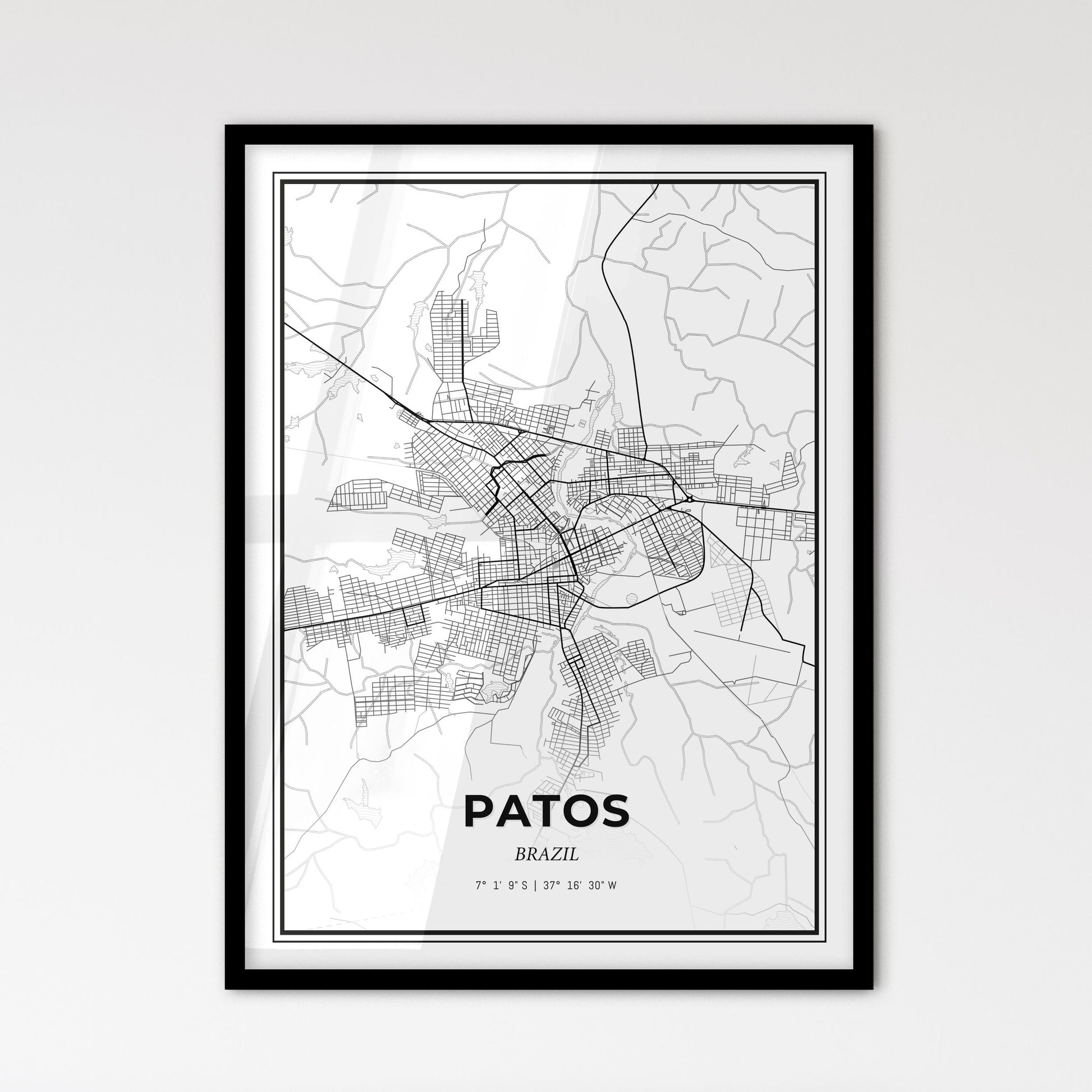 Patos Brazil - Scandinavian Style City Map for Modern Home Decor