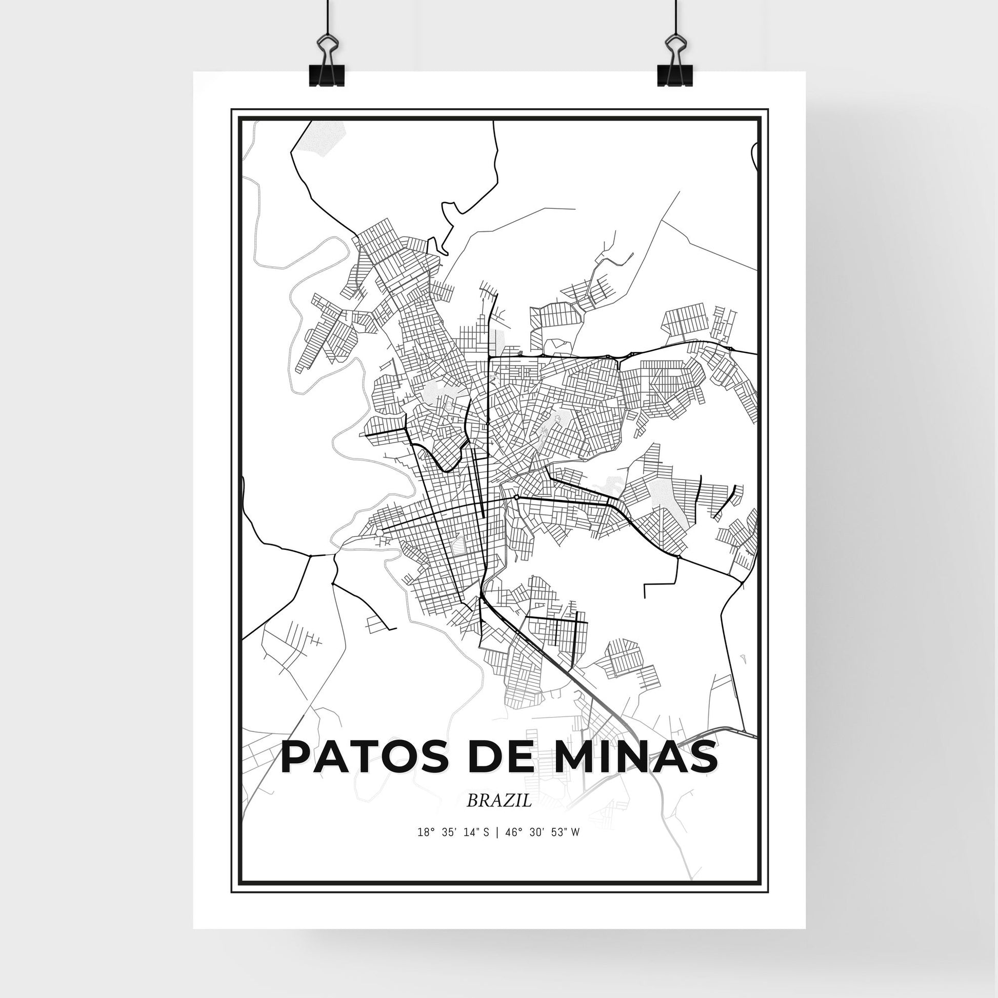 Patos de Minas Brazil - Premium City Map Poster