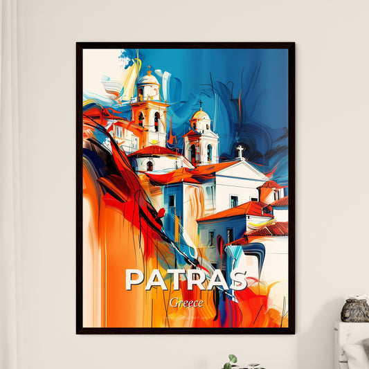 Vibrant Patras, Greece - A Painting Of A Building With A Colorful Background