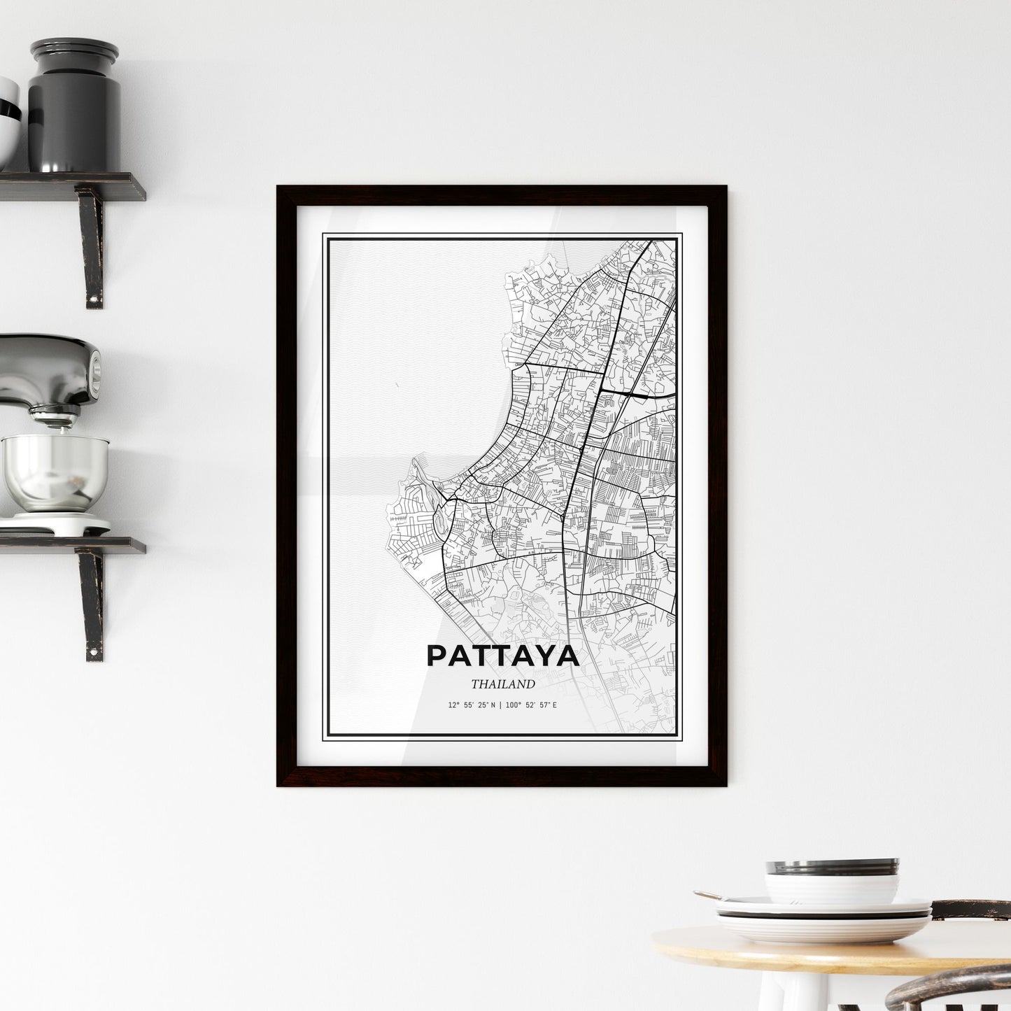 Pattaya Thailand - Minimal City Map