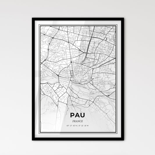 Pau France - Scandinavian Style City Map for Modern Home Decor