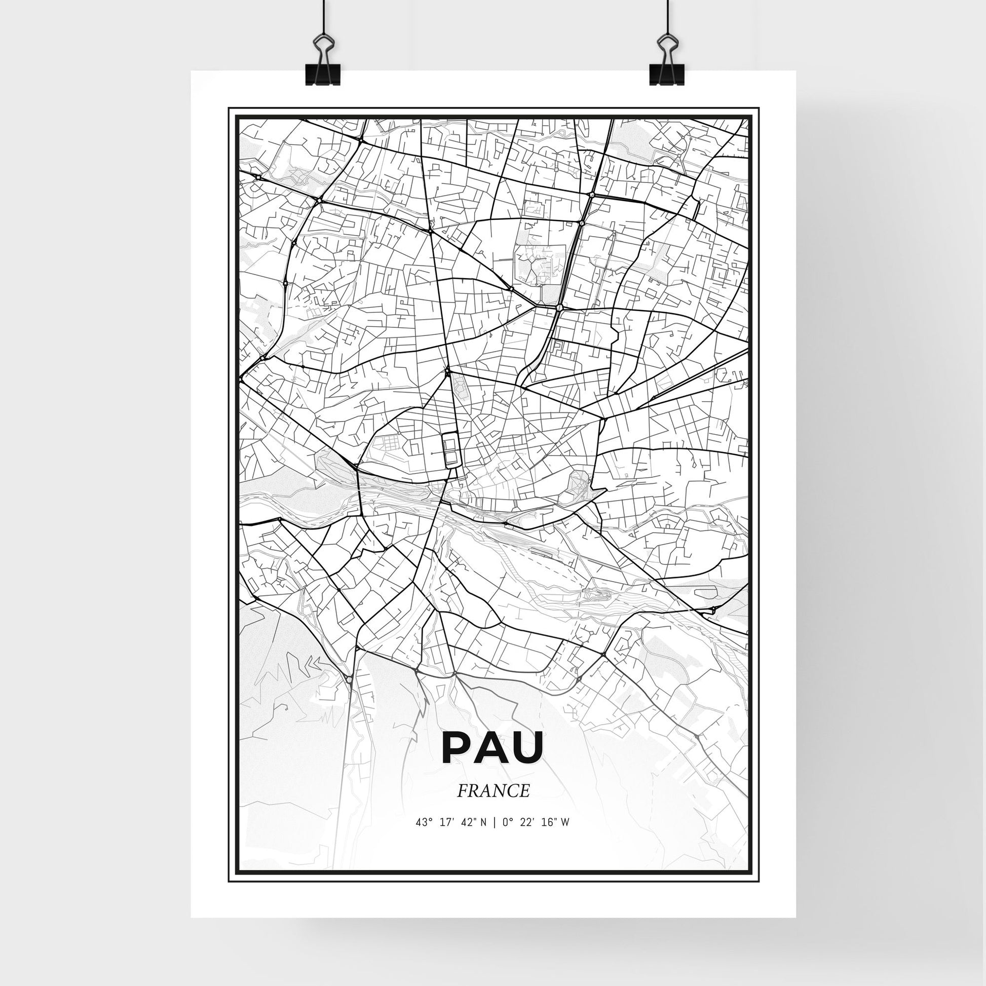 Pau France - Premium City Map Poster