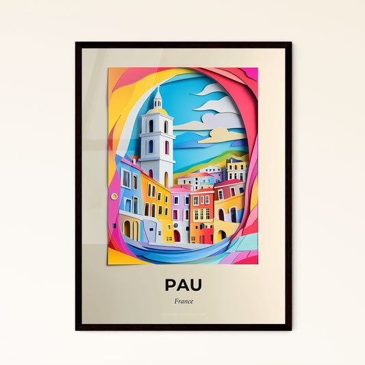 Vivid Pau, France - a city with a clock tower