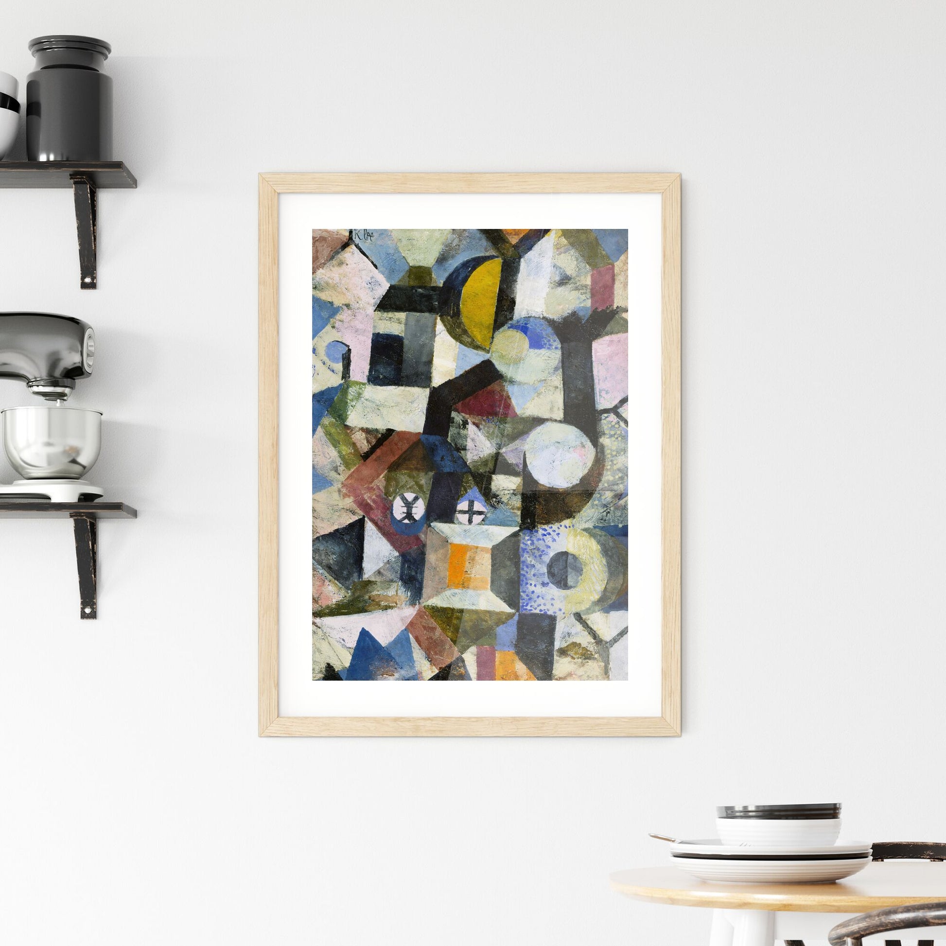 Framed Print of Paul Klee – Composition with the Yellow Half-Moon and the Y