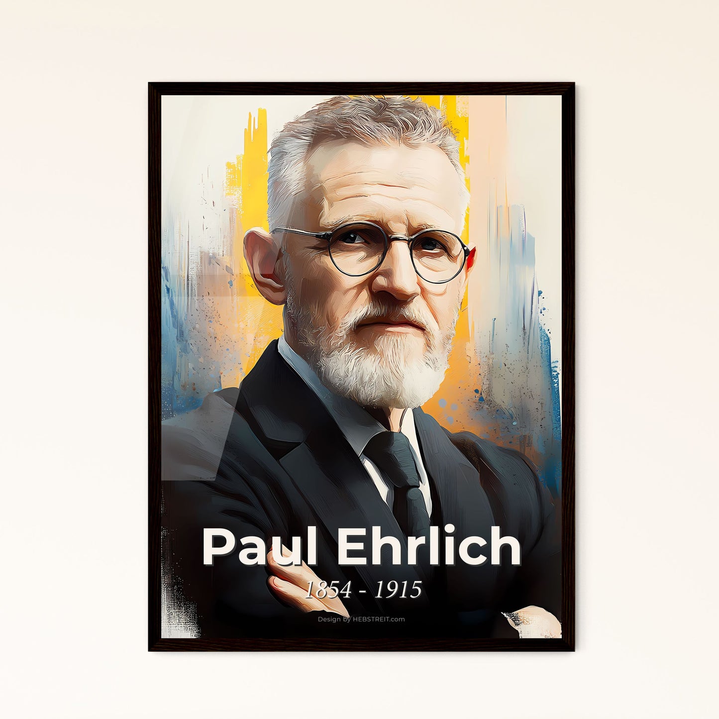 Portrait of Paul Ehrlich, 1854 - 1915. Impressionistic painting of a man with glasses and a suit.