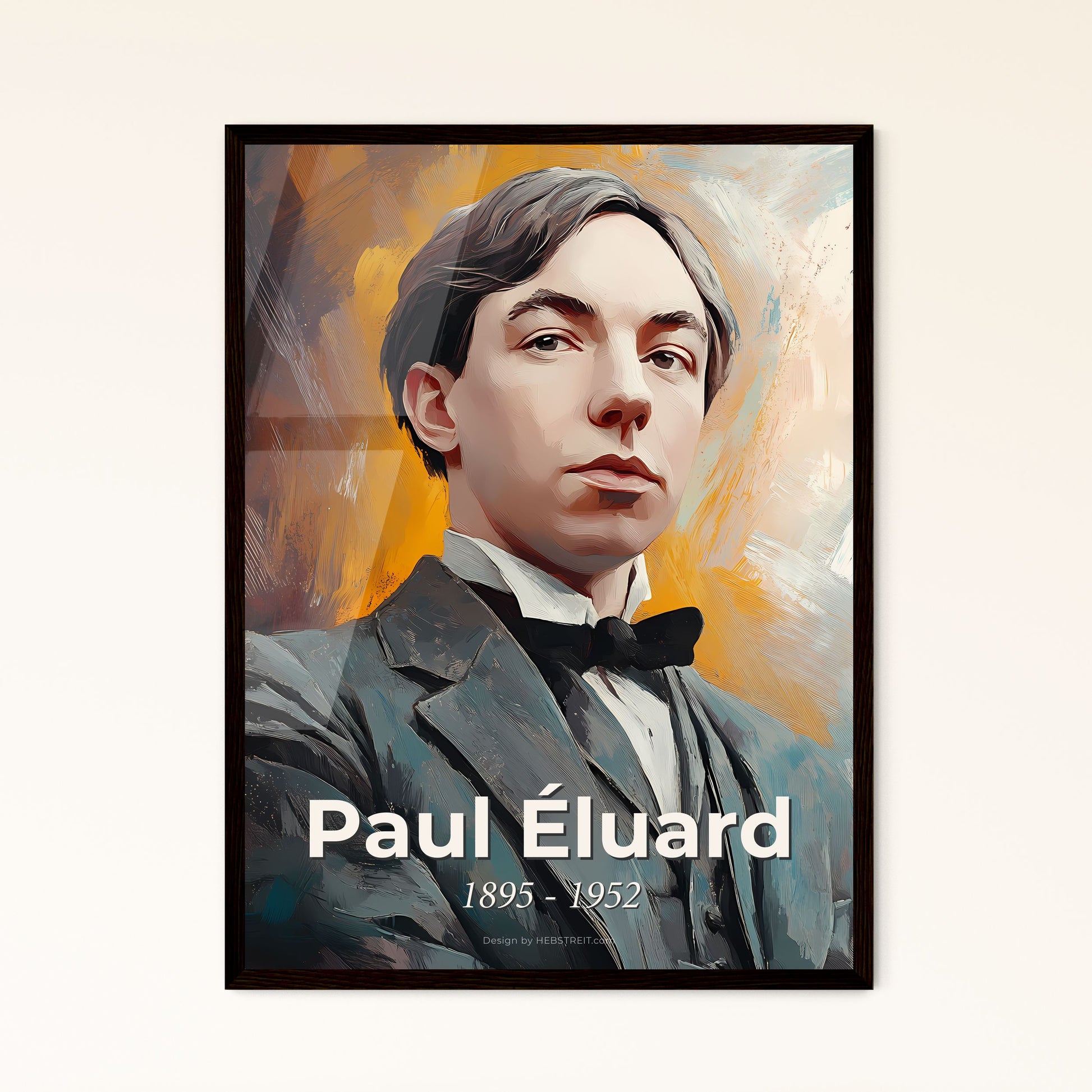 Portrait of Paul Éluard, 1895 - 1952. Impressionistic painting of a man in a suit.