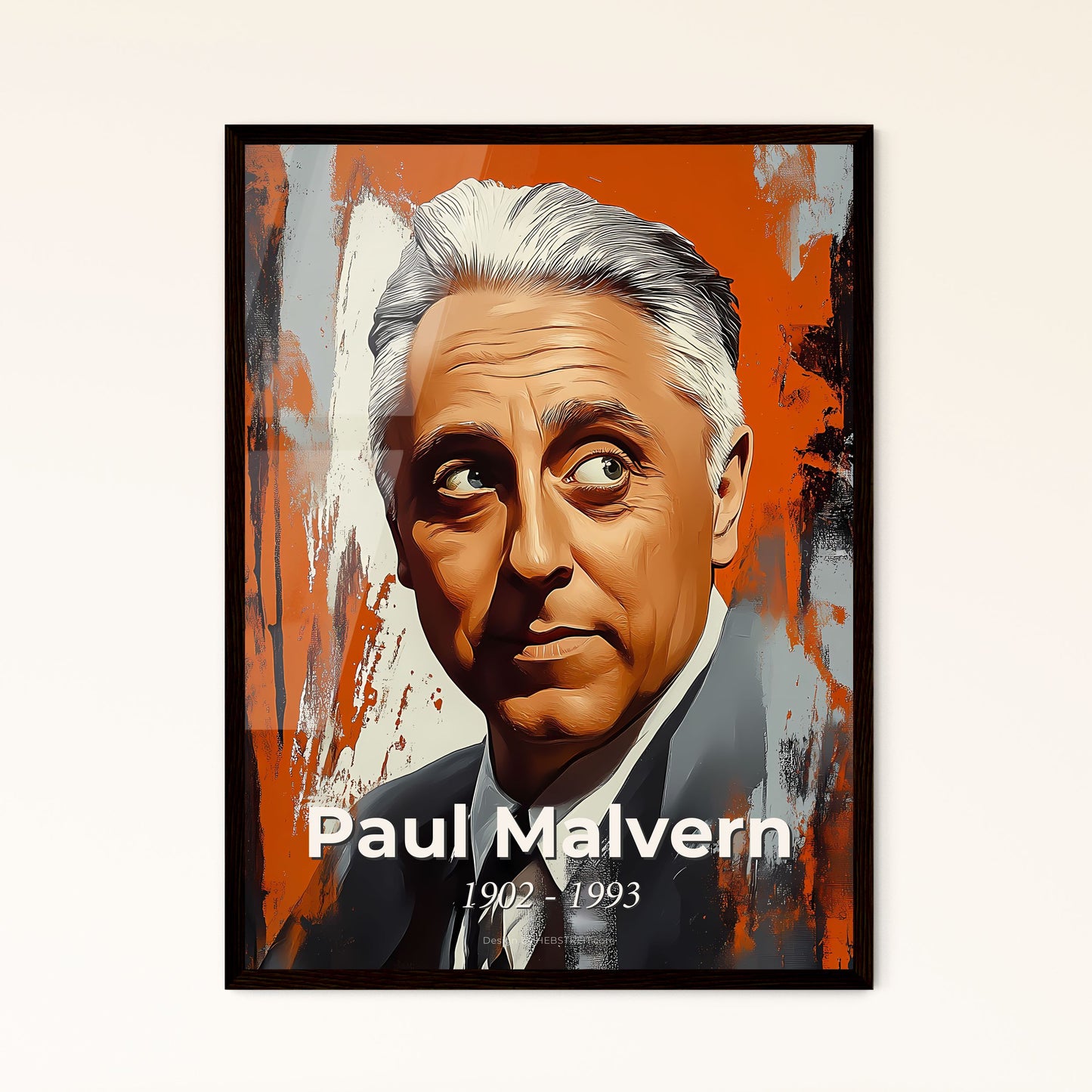 Portrait of Paul Malvern, 1902 - 1993. Impressionistic painting of a man in a suit and tie.