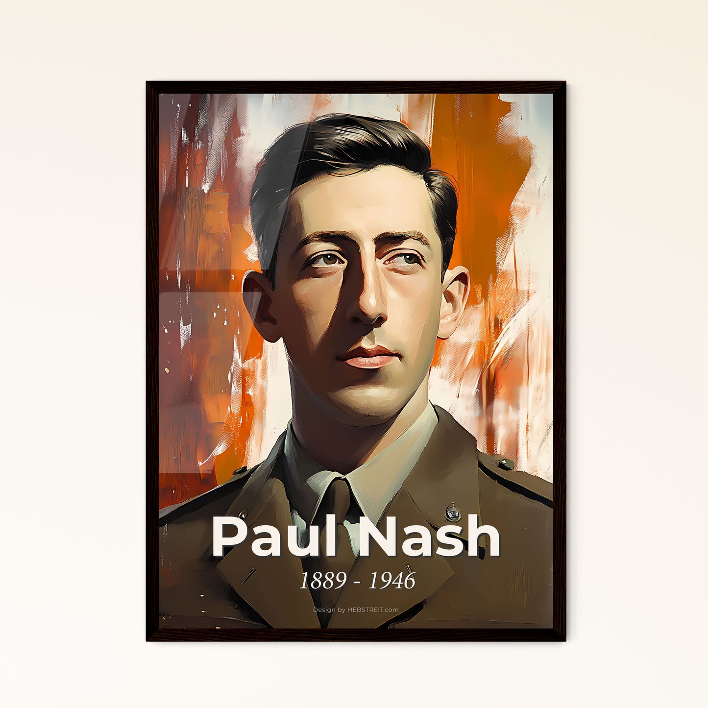 Portrait of Paul Nash, 1889 - 1946. Impressionistic painting of a man in a uniform.