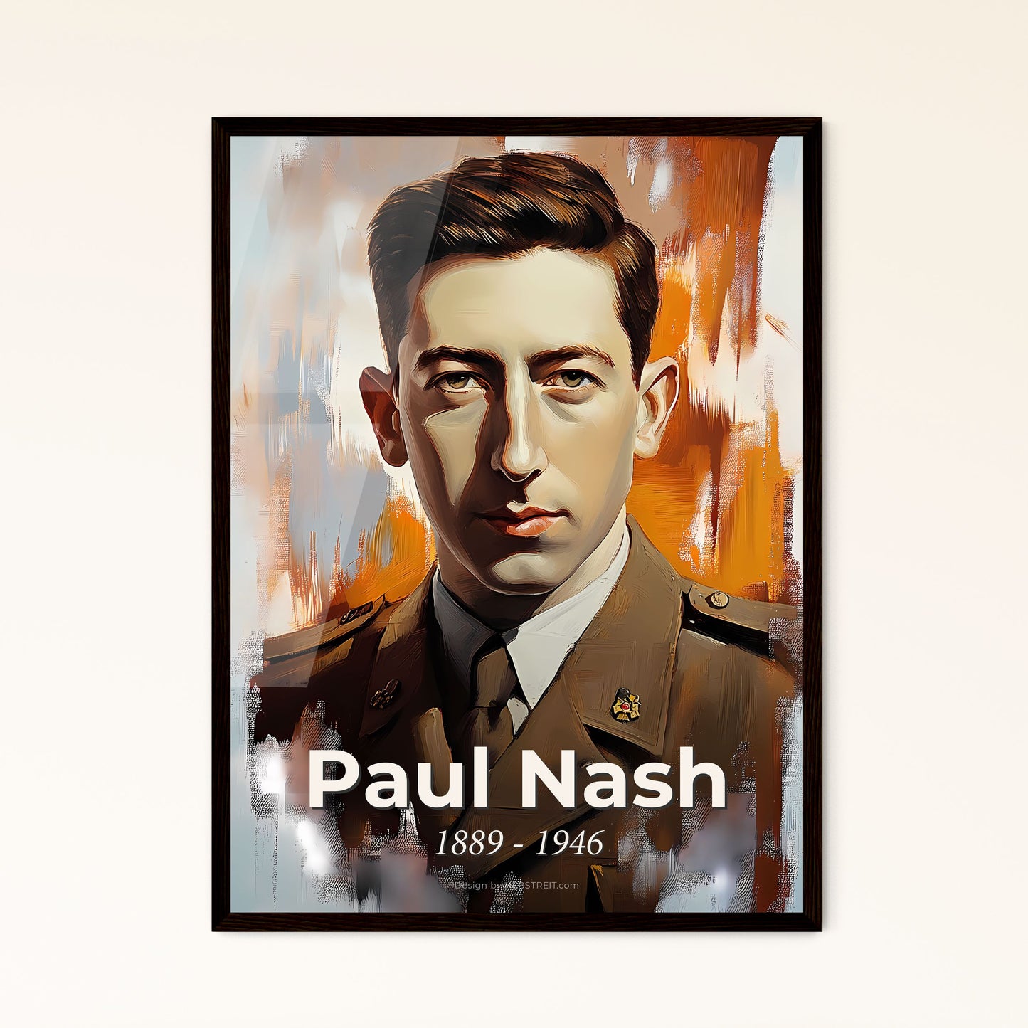 Portrait of Paul Nash, 1889 - 1946. Impressionistic painting of a man in a uniform.