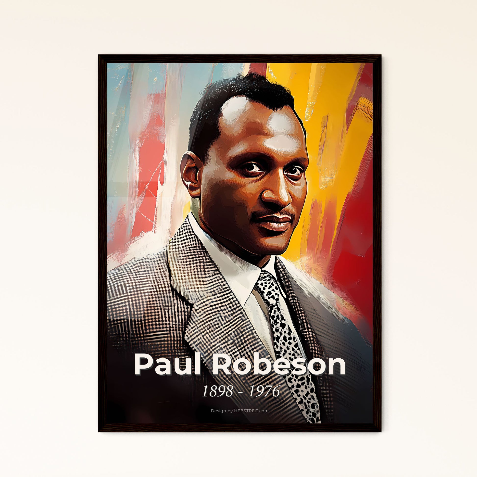 Portrait of Paul Robeson, 1898 - 1976. Impressionistic painting of a man in a suit.