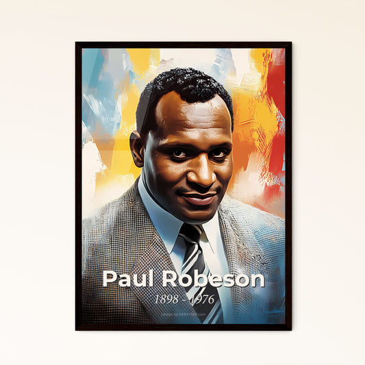 Portrait of Paul Robeson, 1898 - 1976. Impressionistic painting of a man in a suit and tie.